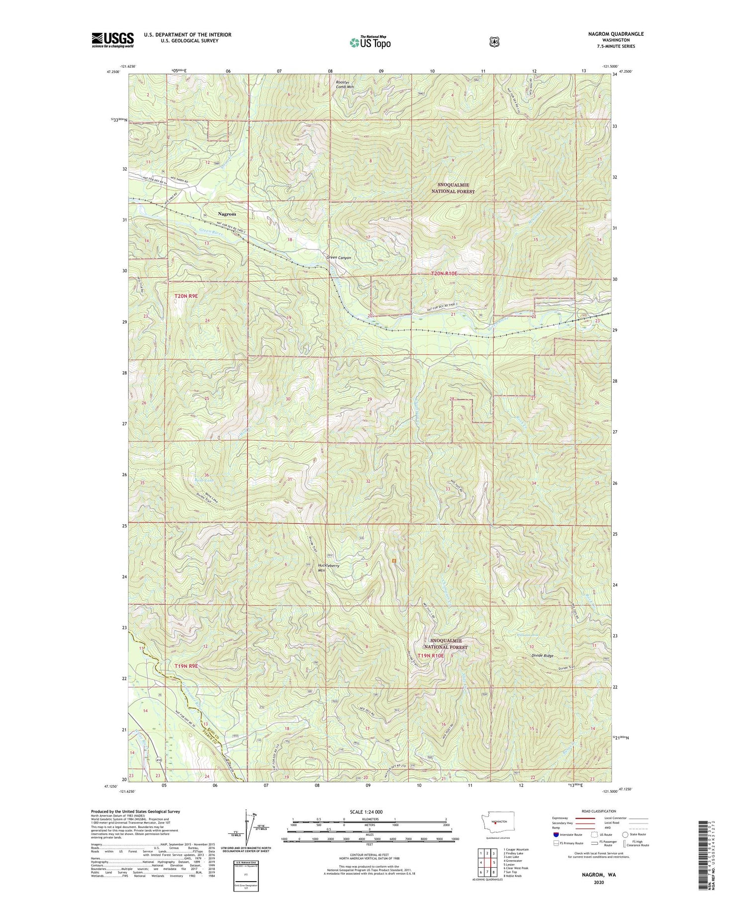 Nagrom Washington US Topo Map Image