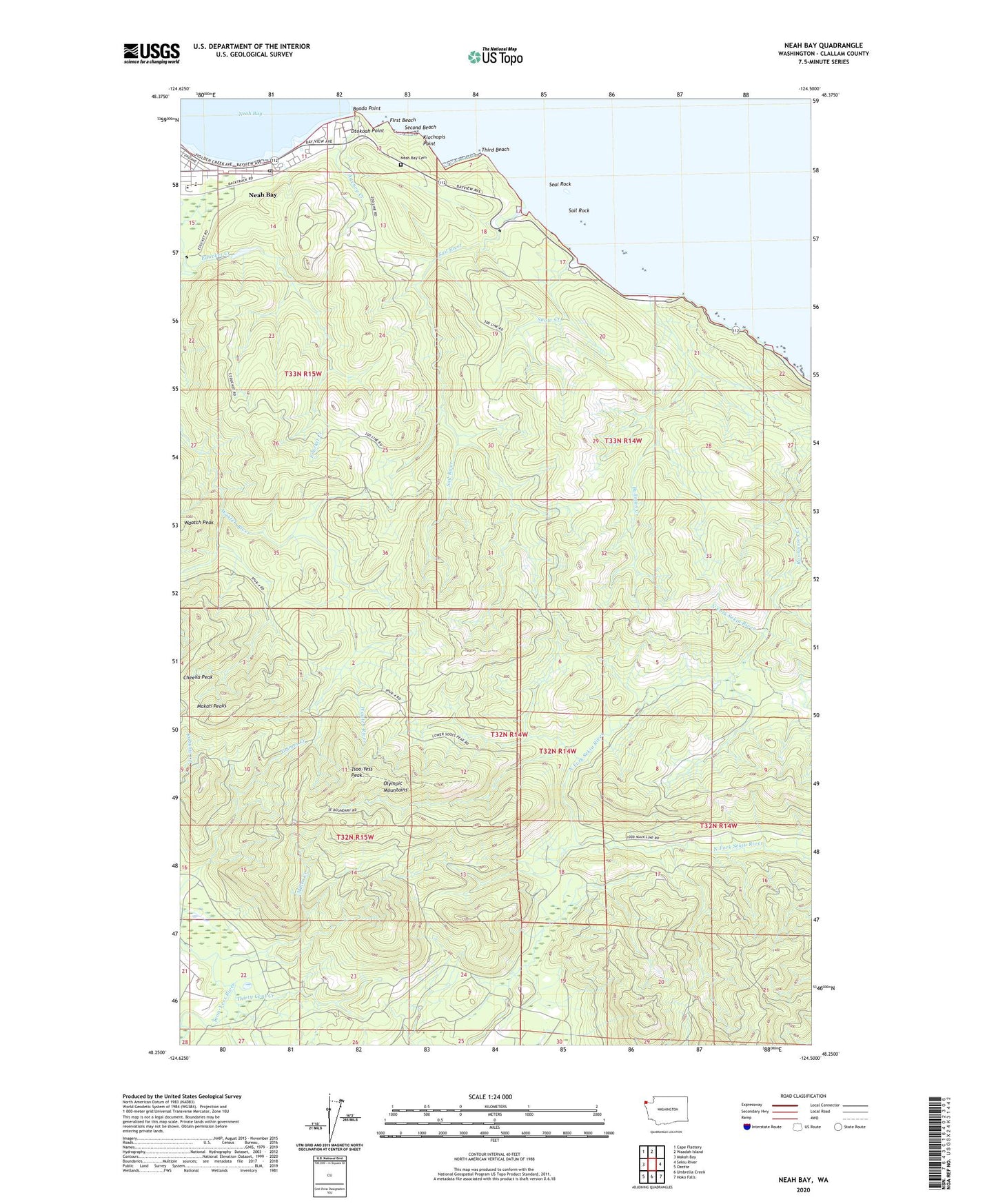 Neah Bay Washington US Topo Map Image