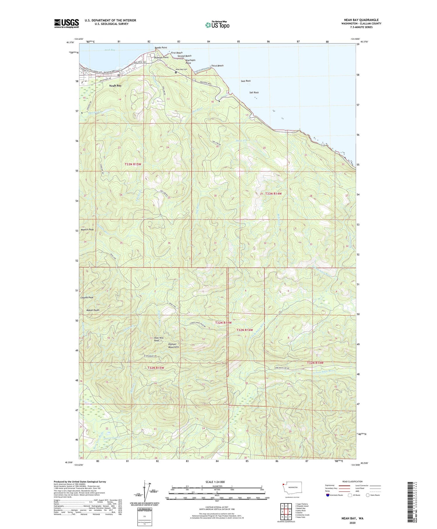 Neah Bay Washington US Topo Map Image