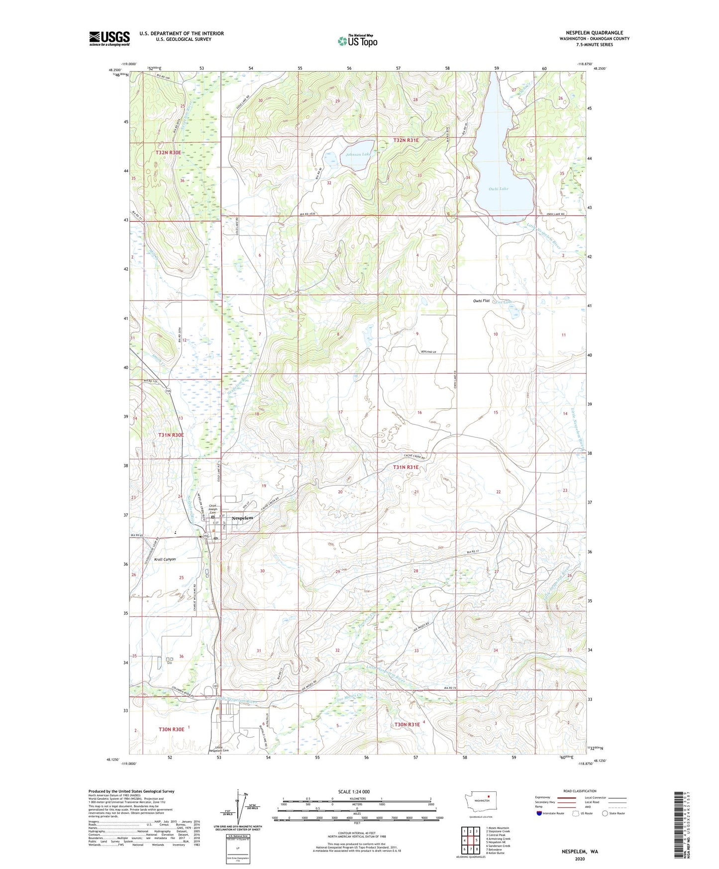 Nespelem Washington US Topo Map Image
