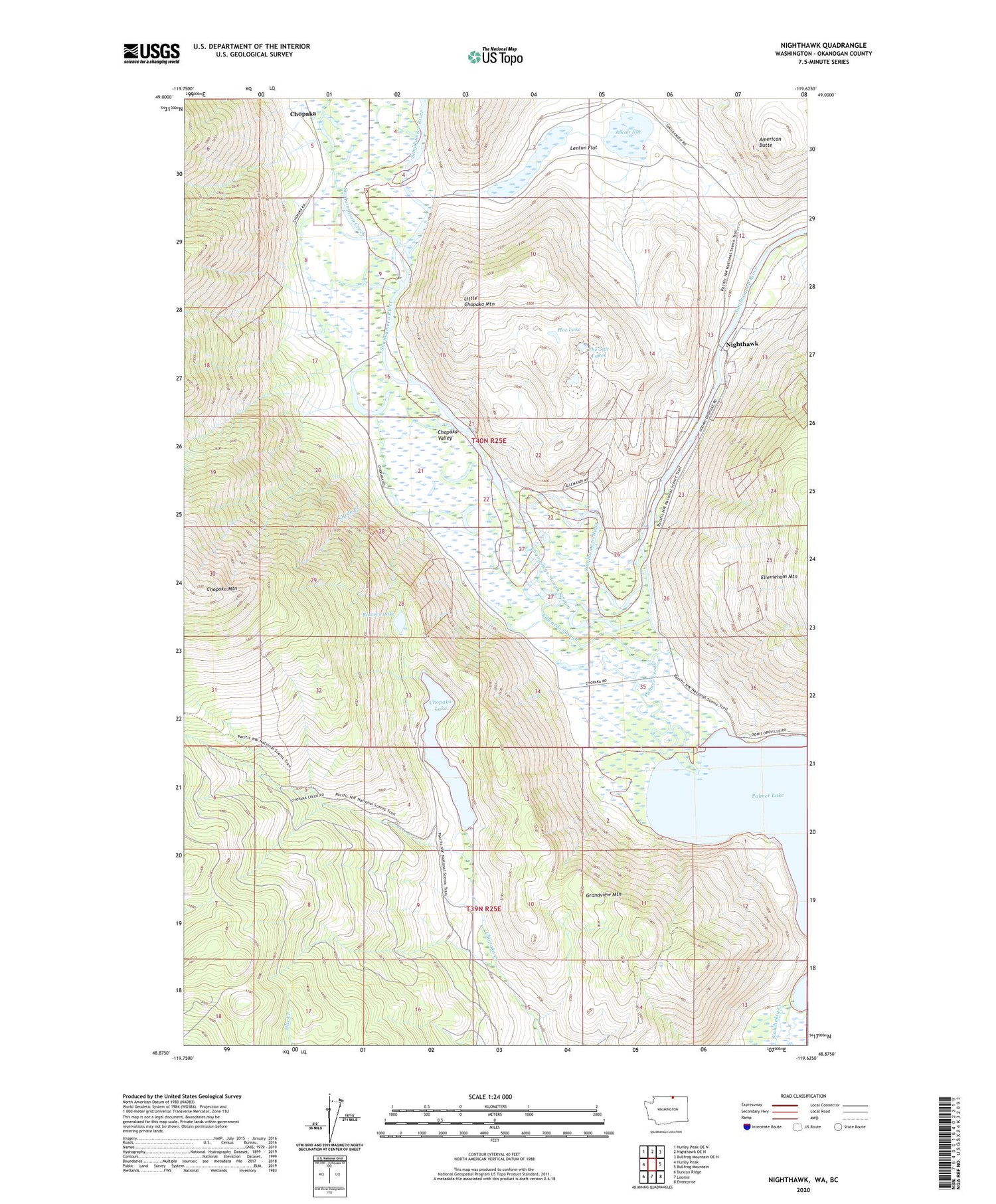 Nighthawk Washington US Topo Map Image