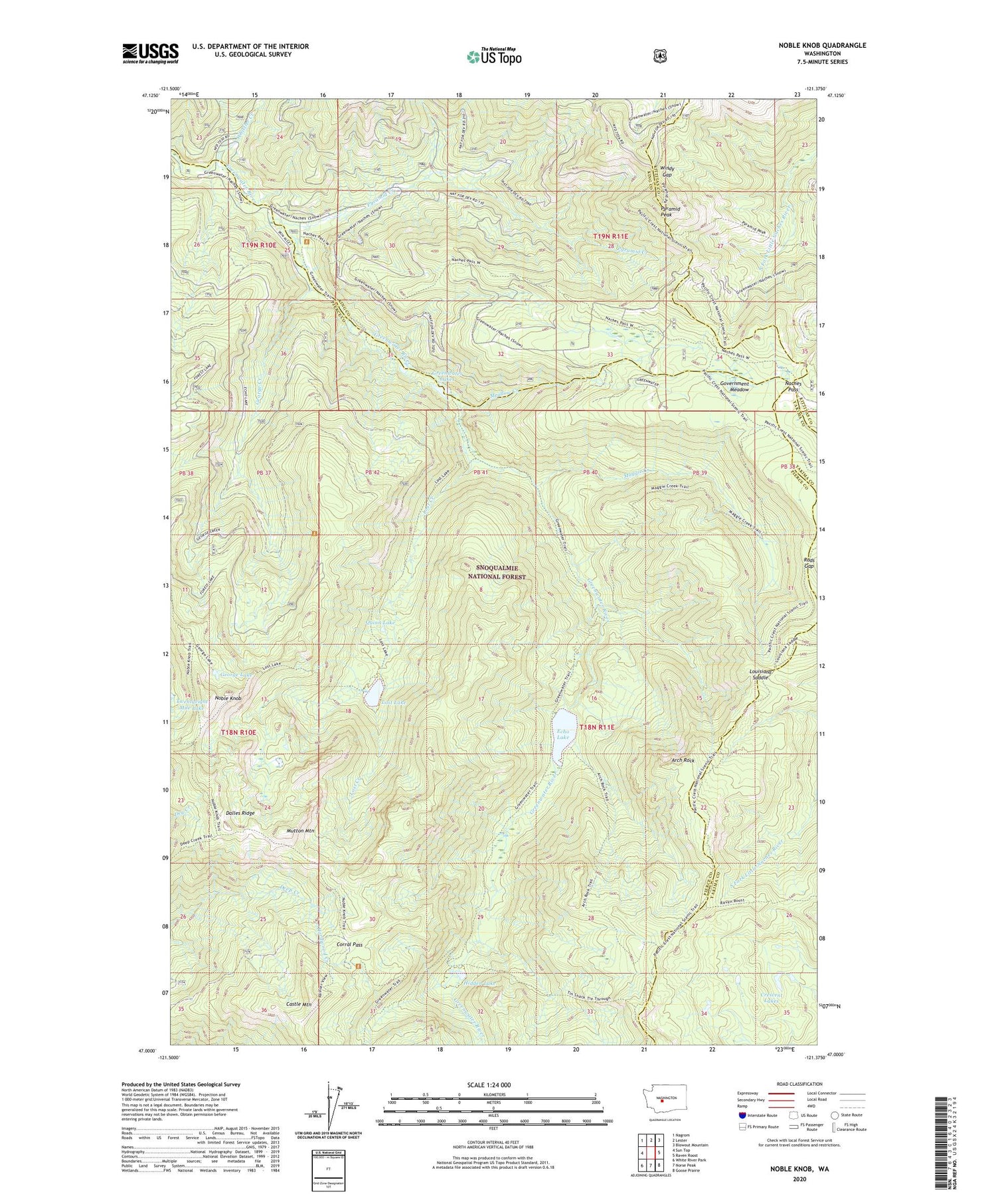 Noble Knob Washington US Topo Map Image