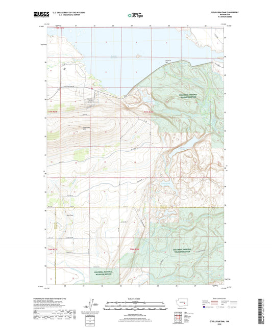 O'Sullivan Dam Washington US Topo Map Image