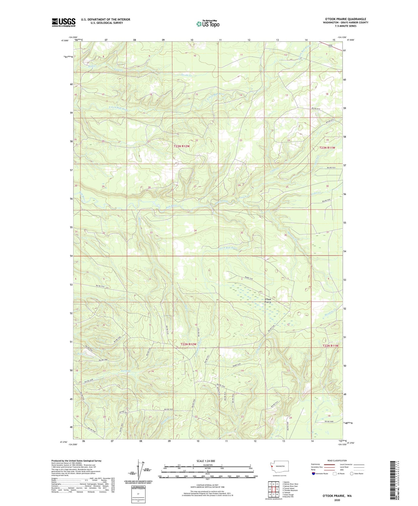 O'Took Prairie Washington US Topo Map Image