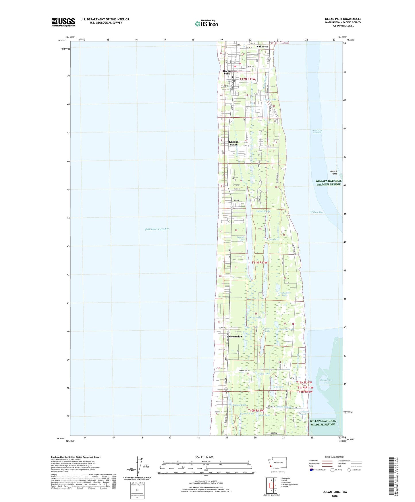 Ocean Park Washington US Topo Map Image