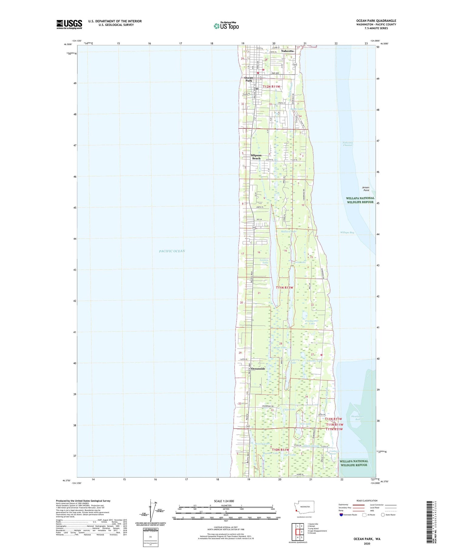 Ocean Park Washington US Topo Map Image