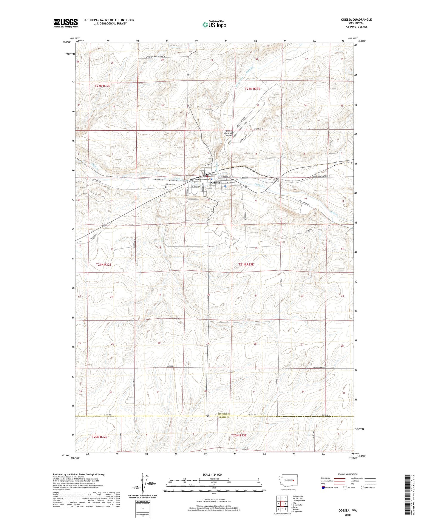 Odessa Washington US Topo Map Image