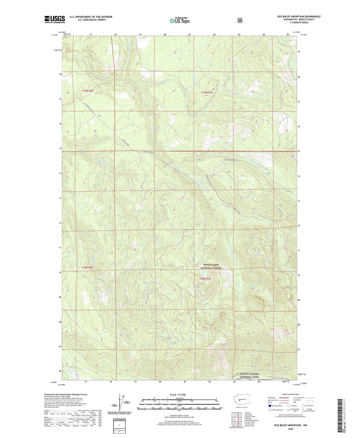 Old Baldy Mountain Washington US Topo Map Image