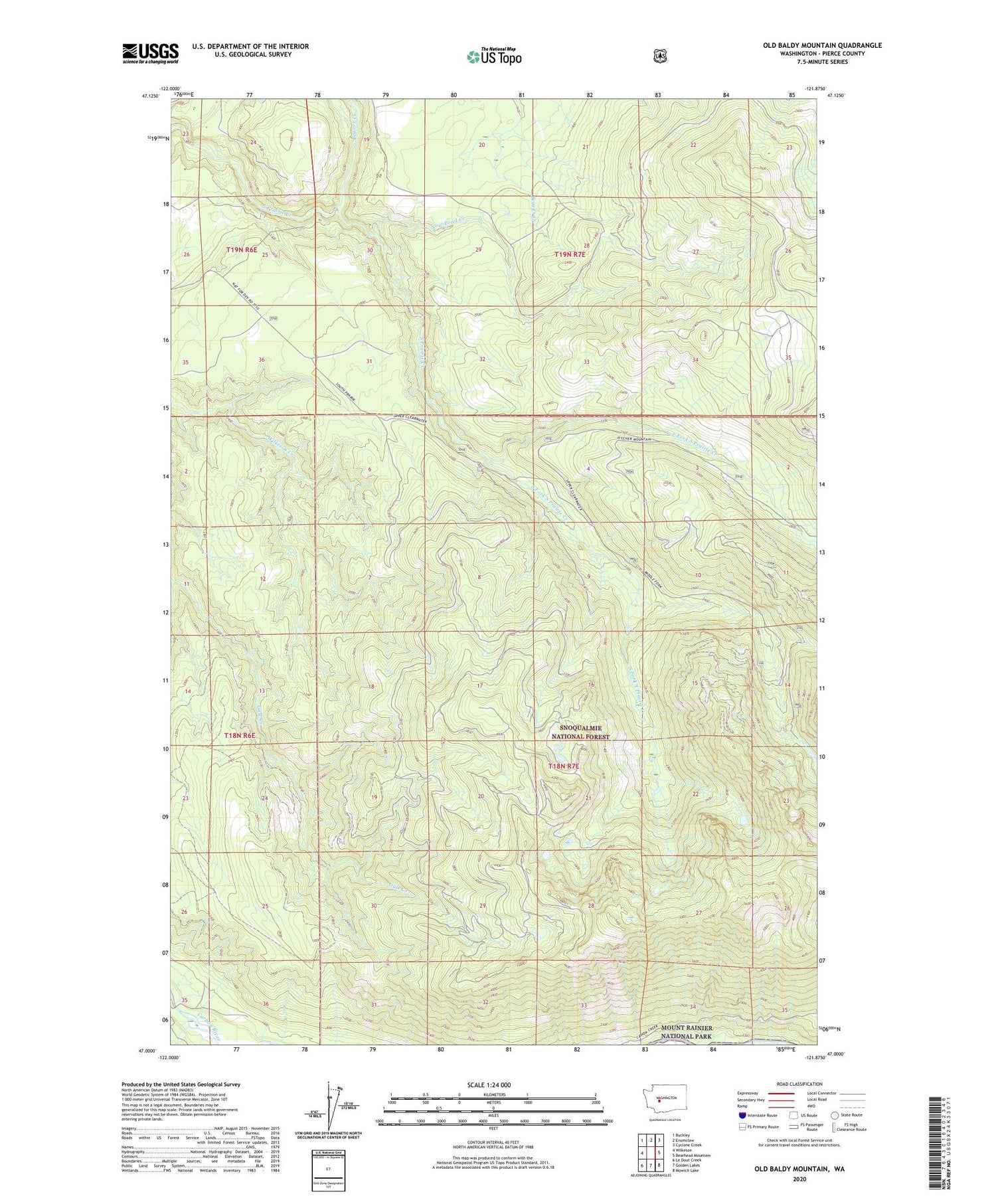 Old Baldy Mountain Washington US Topo Map Image