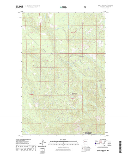 Old Baldy Mountain Washington US Topo Map Image