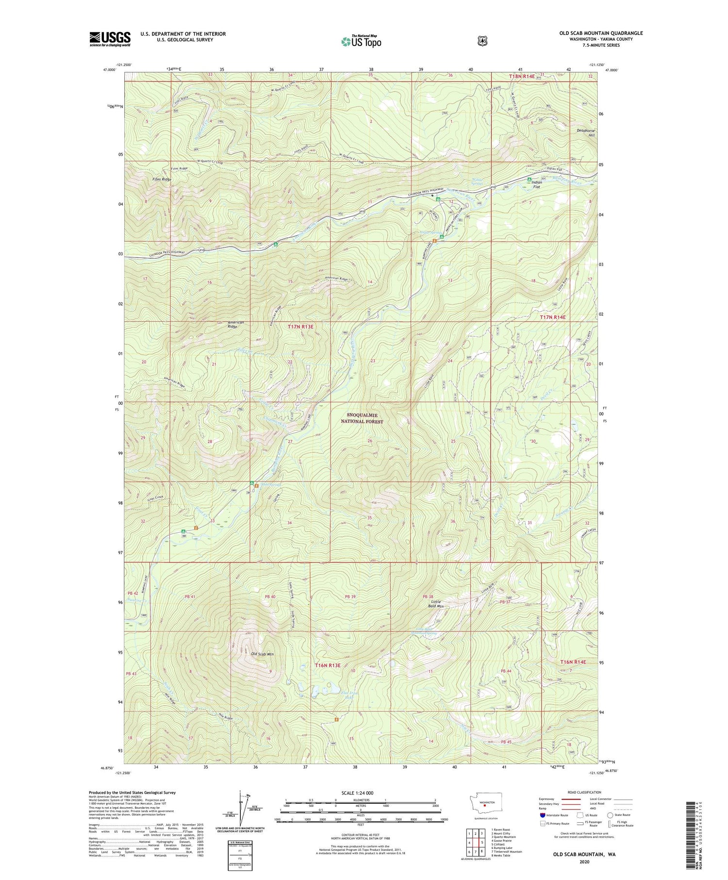 Old Scab Mountain Washington US Topo Map Image