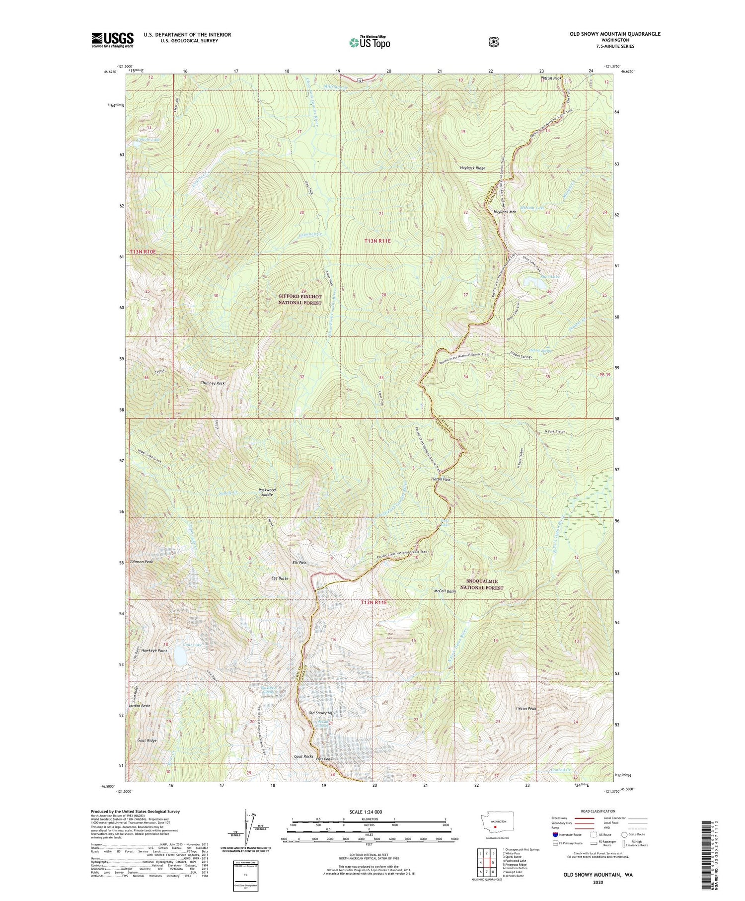 Old Snowy Mountain Washington US Topo Map Image