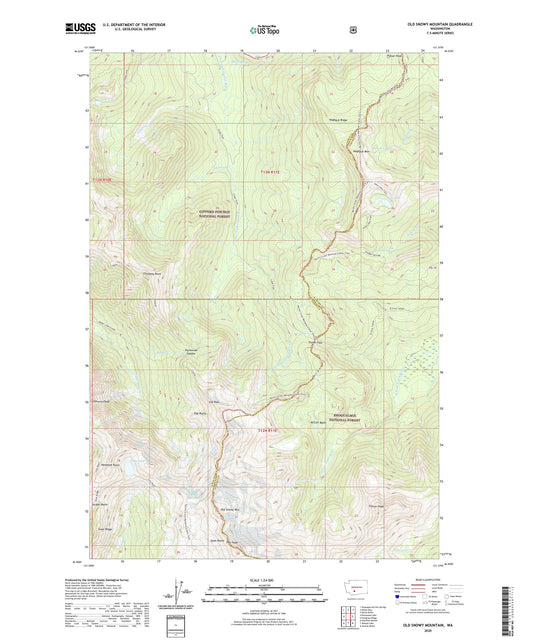 Old Snowy Mountain Washington US Topo Map Image