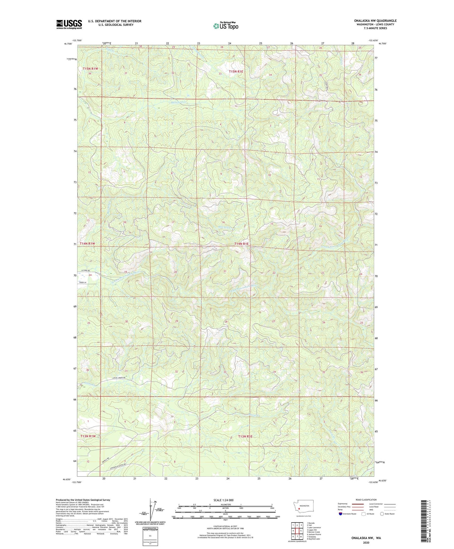 Onalaska NW Washington US Topo Map Image
