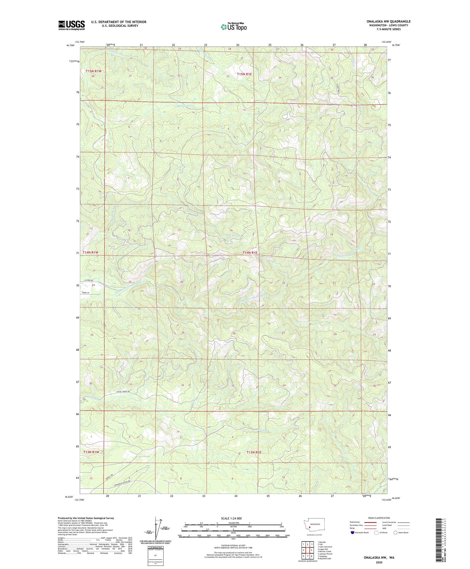 Onalaska NW Washington US Topo Map Image