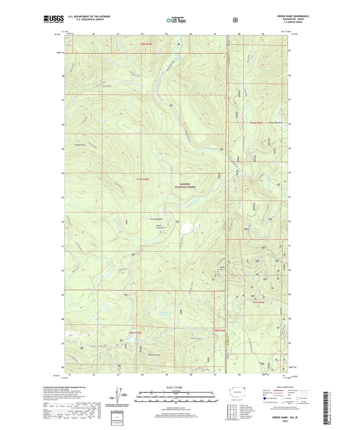 Orwig Hump Washington US Topo Map Image