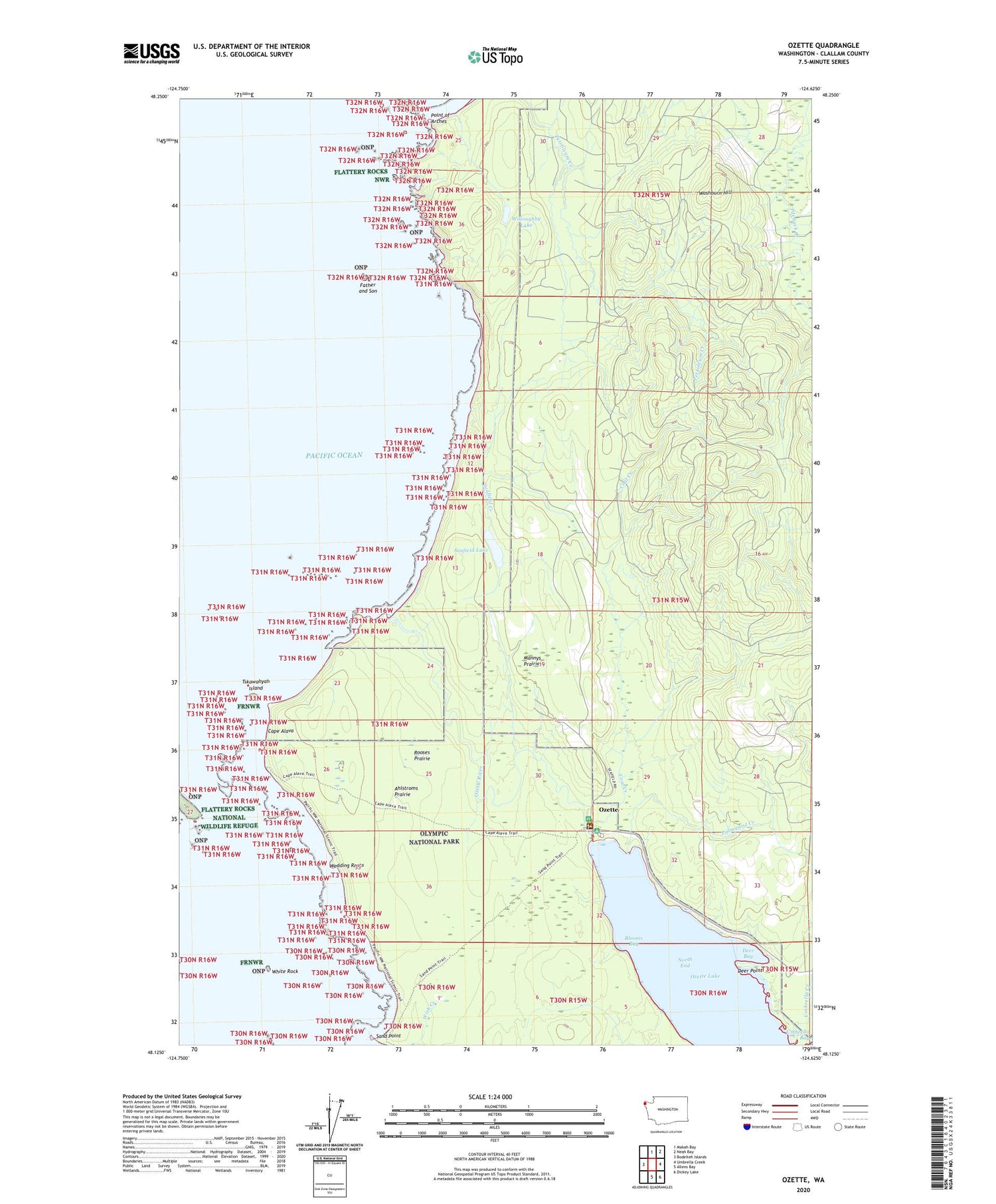 Ozette Washington US Topo Map Image