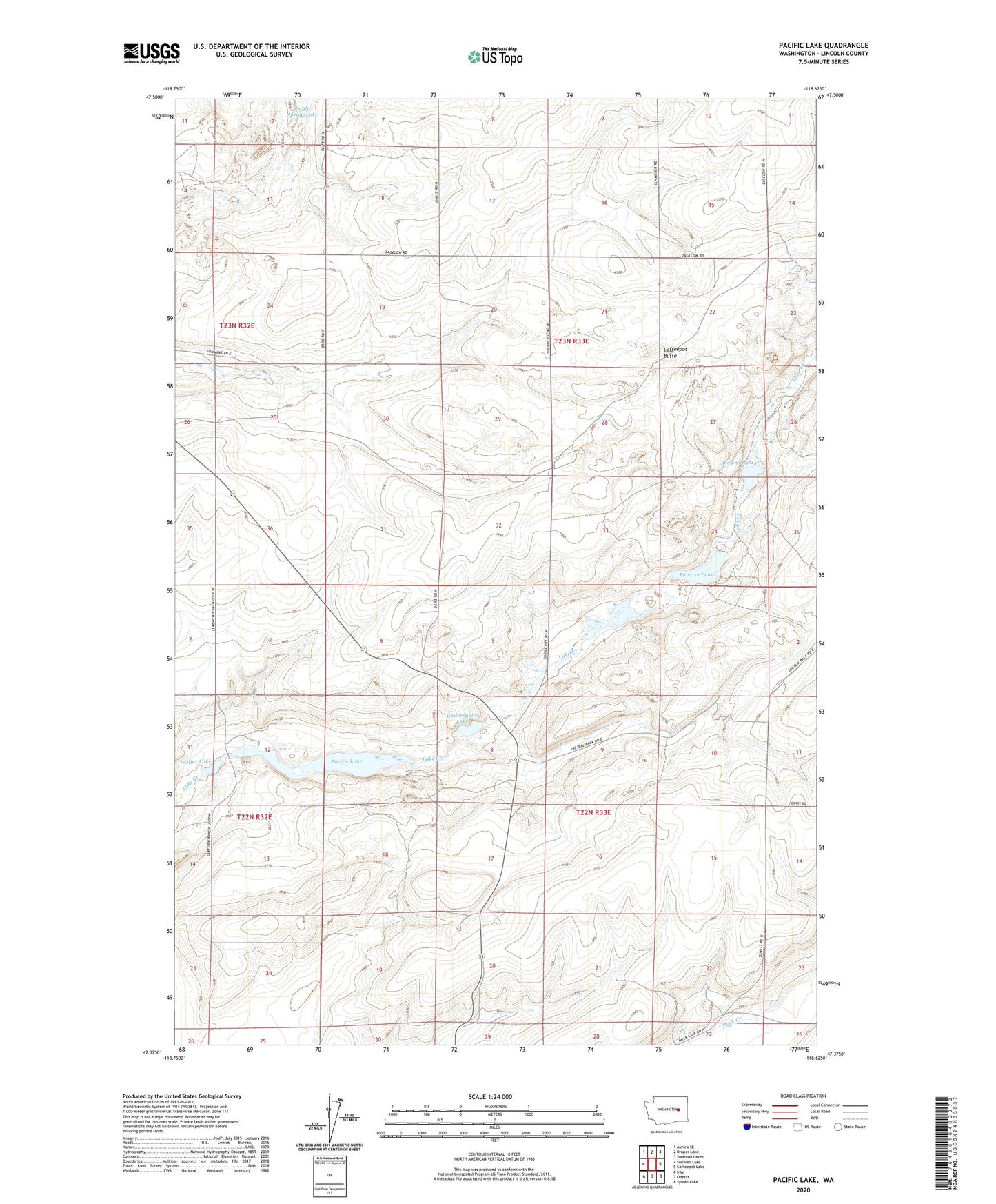 Pacific Lake Washington US Topo Map Image