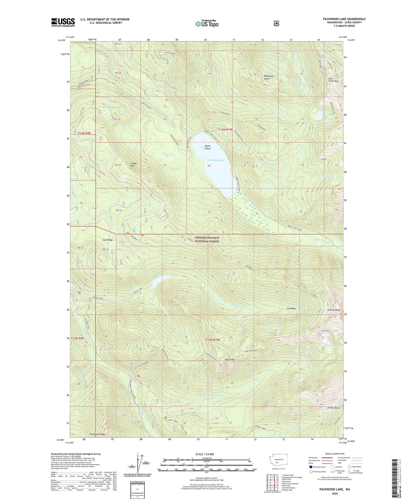 Packwood Lake Washington US Topo Map Image