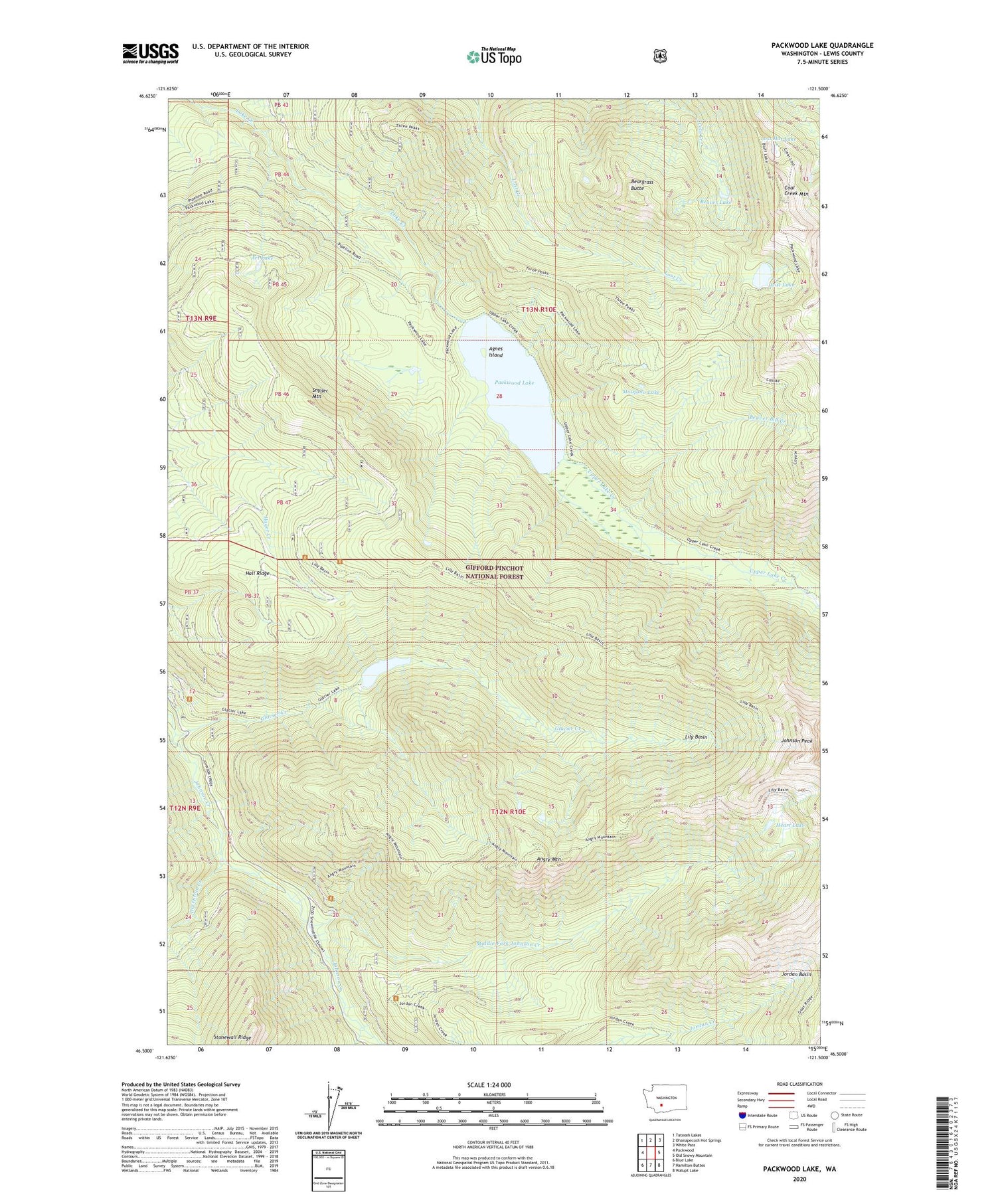 Packwood Lake Washington US Topo Map Image