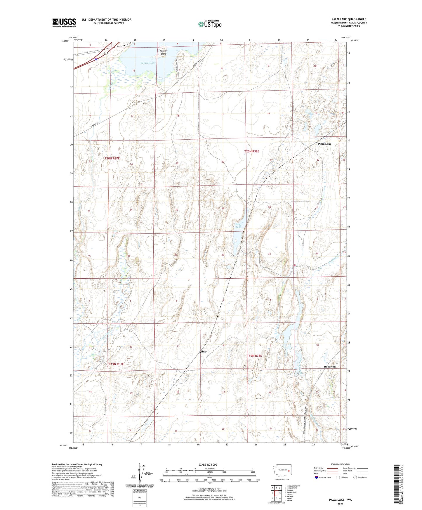 Palm Lake Washington US Topo Map Image