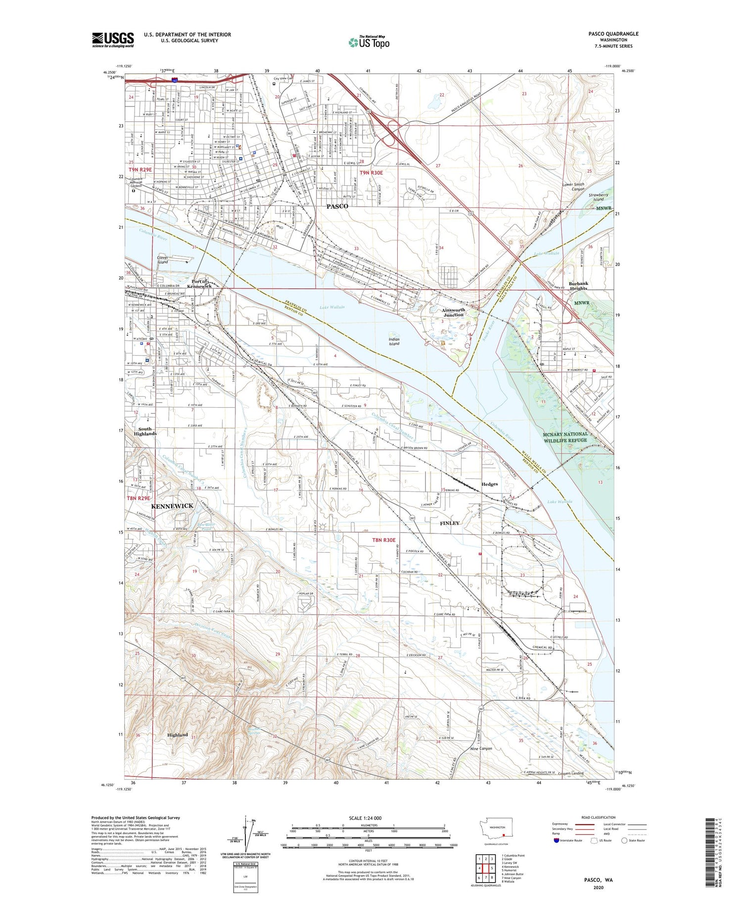 Pasco Washington US Topo Map Image