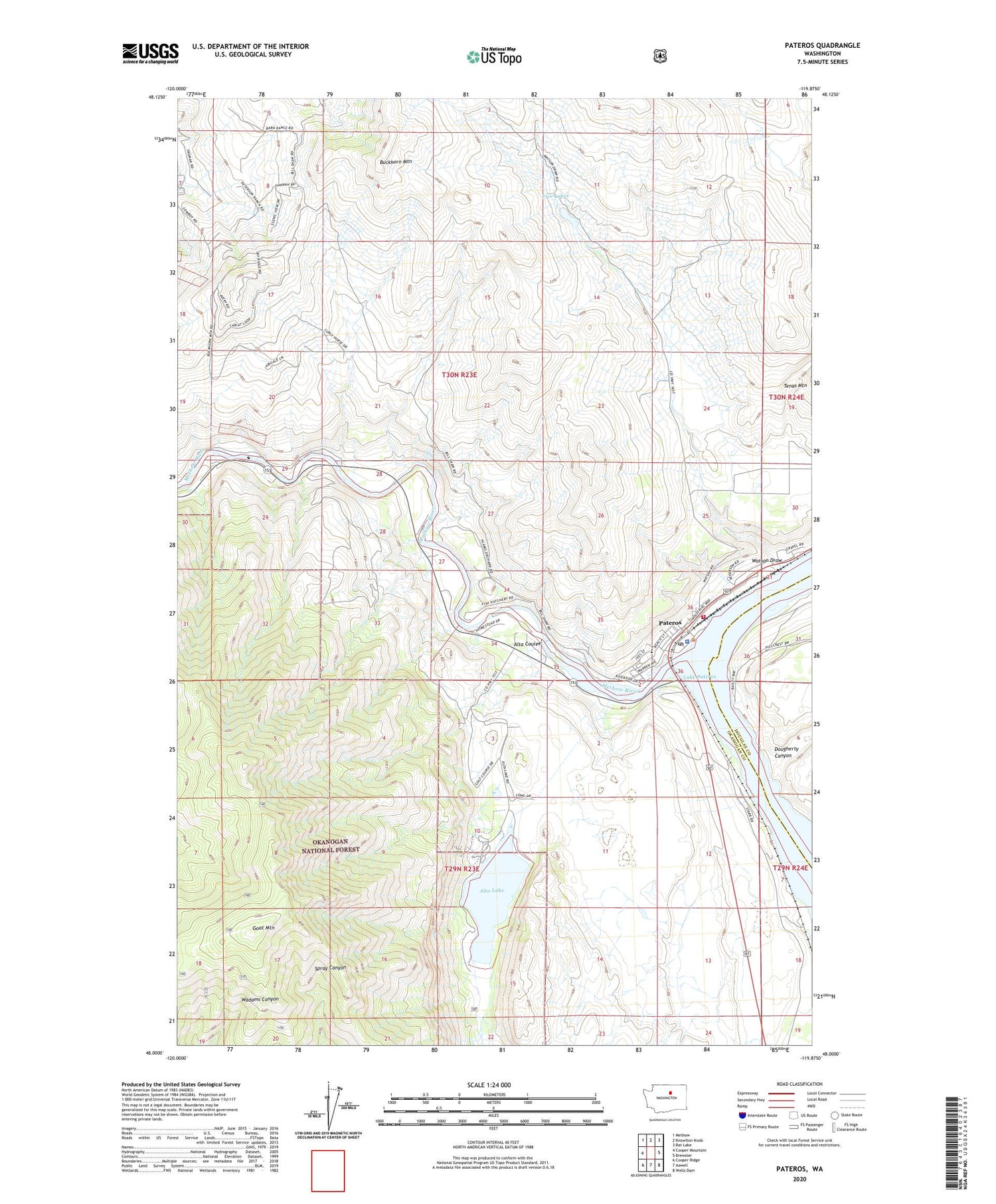 Pateros Washington US Topo Map Image
