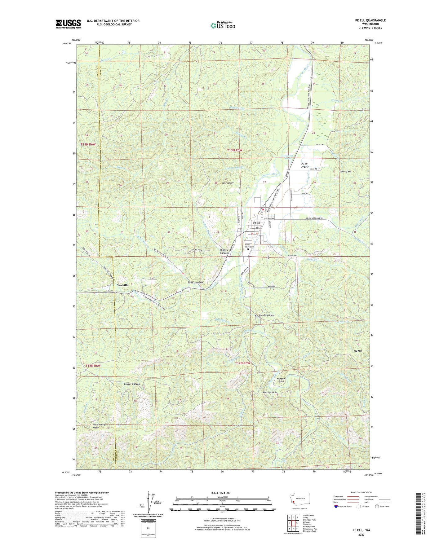 Pe Ell Washington US Topo Map Image
