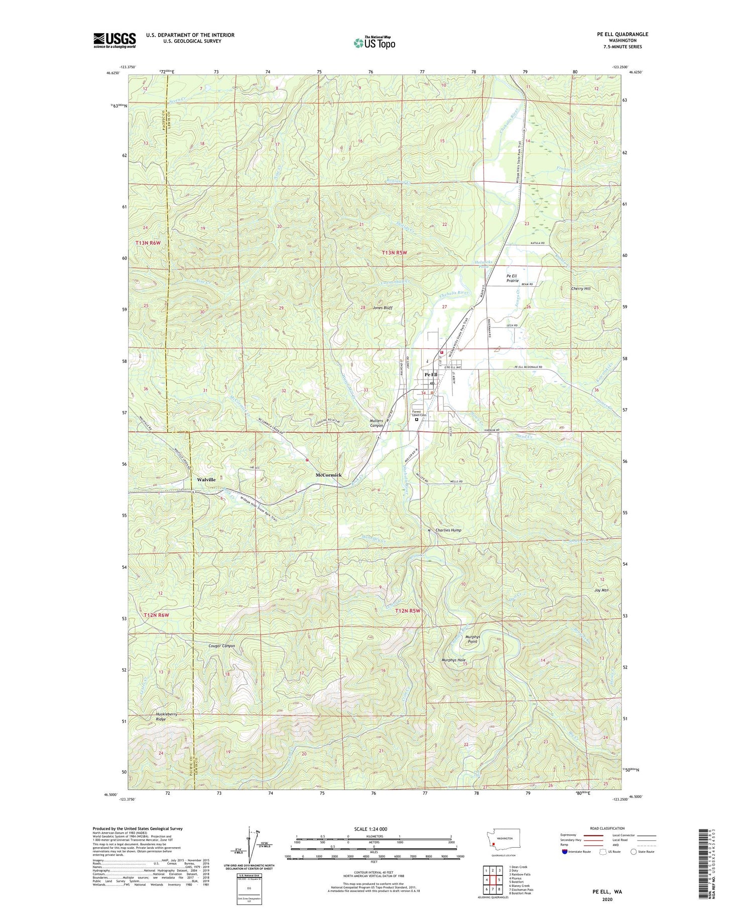 Pe Ell Washington US Topo Map Image