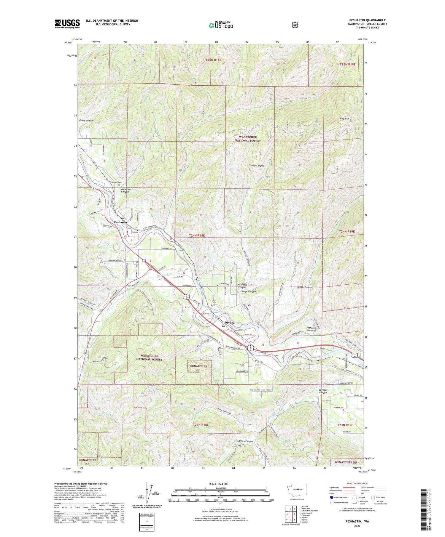 Peshastin Washington US Topo Map Image