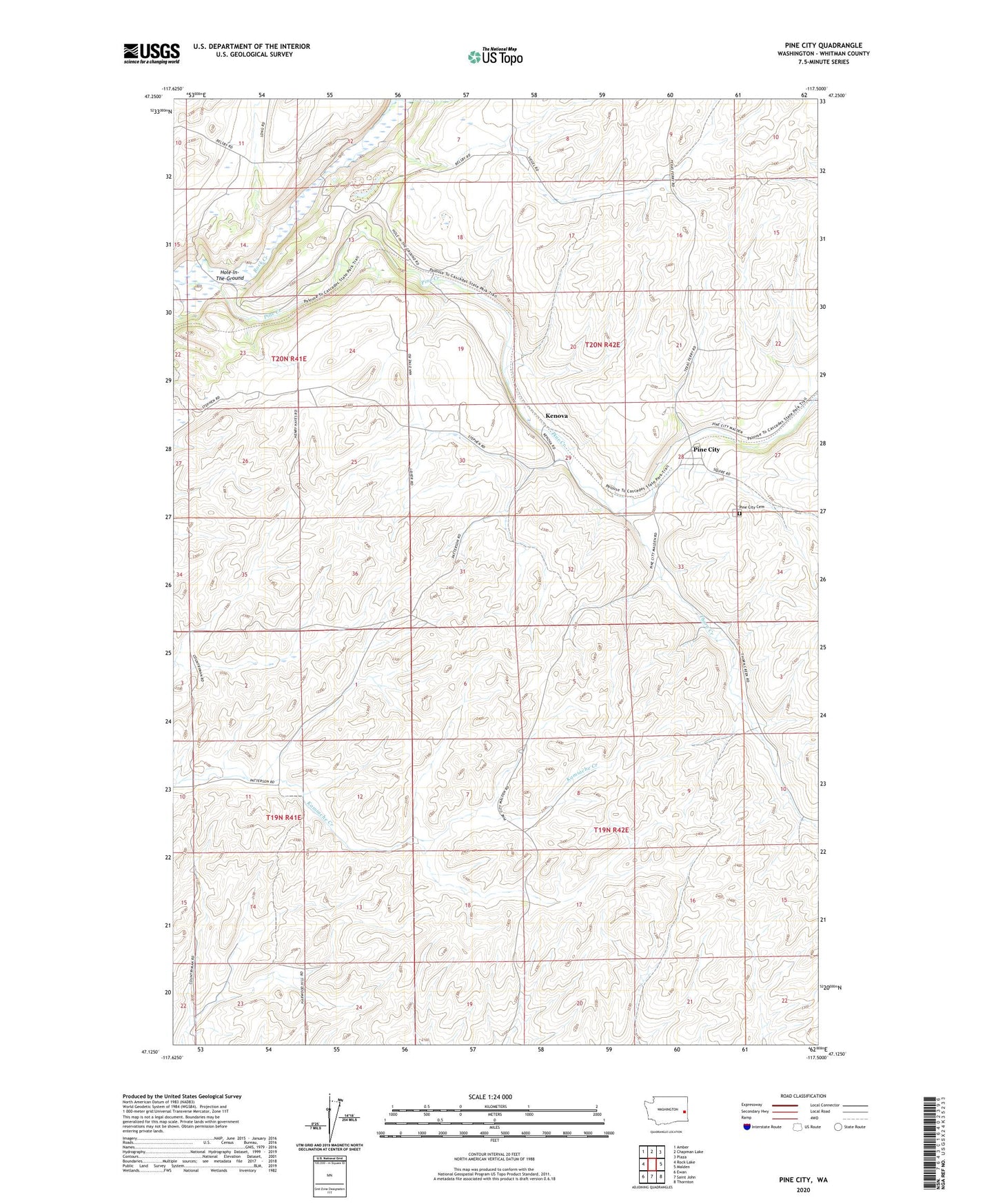 Pine City Washington US Topo Map Image