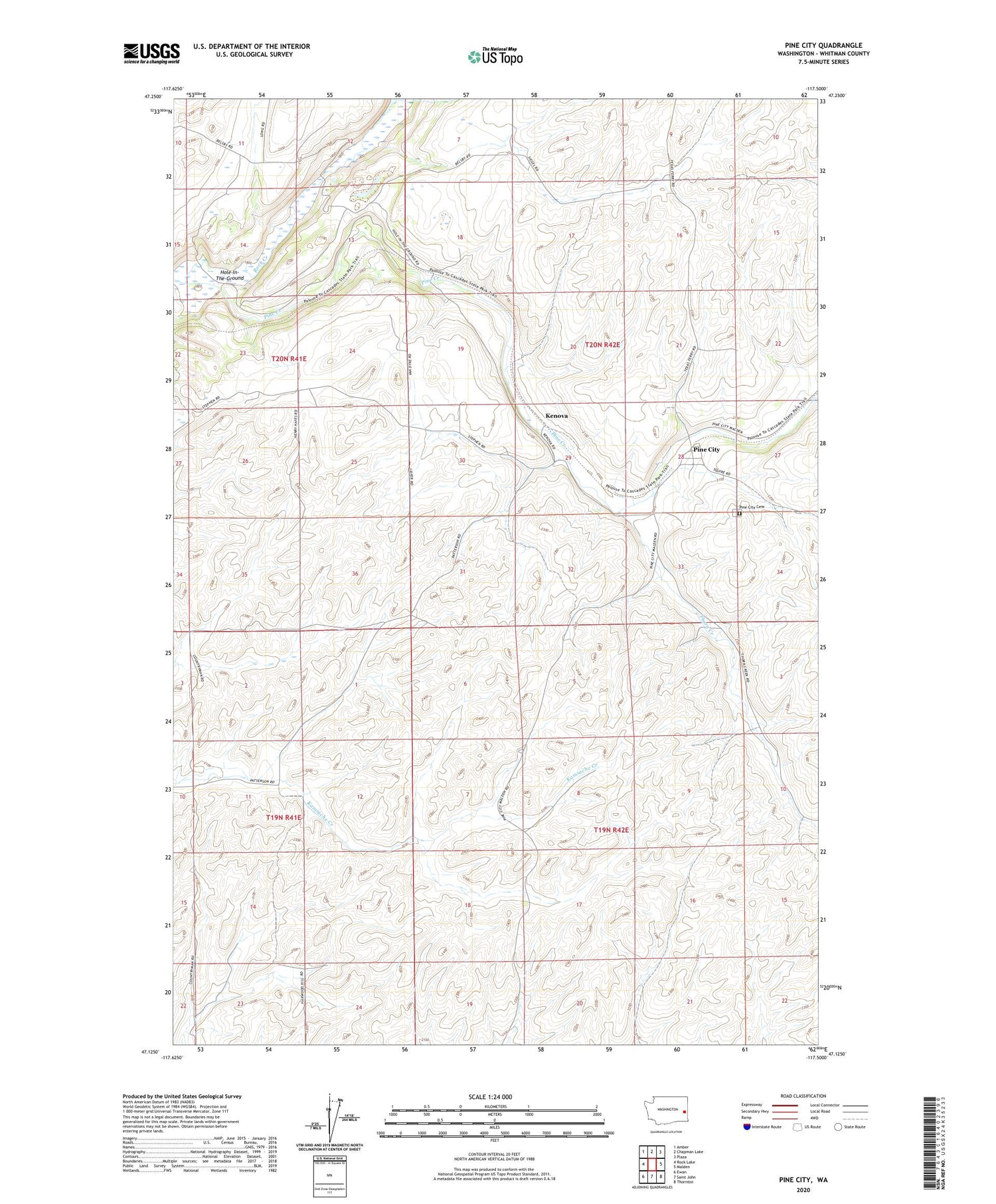 Pine City Washington US Topo Map Image