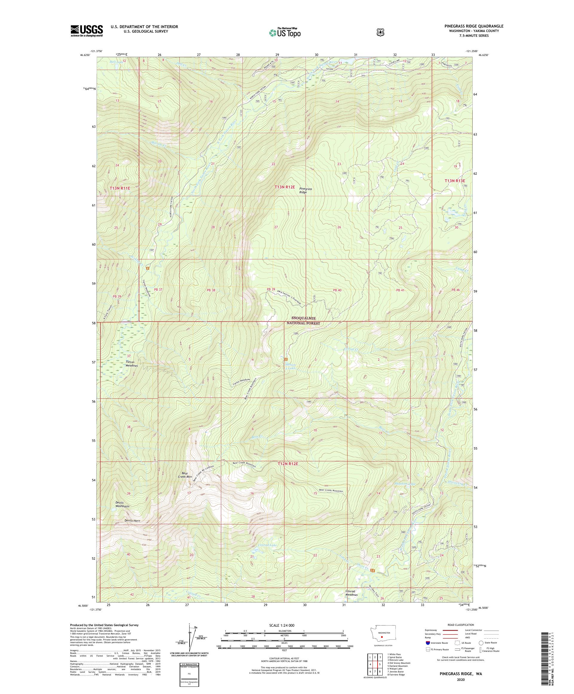 Pinegrass Ridge Washington US Topo Map – MyTopo Map Store