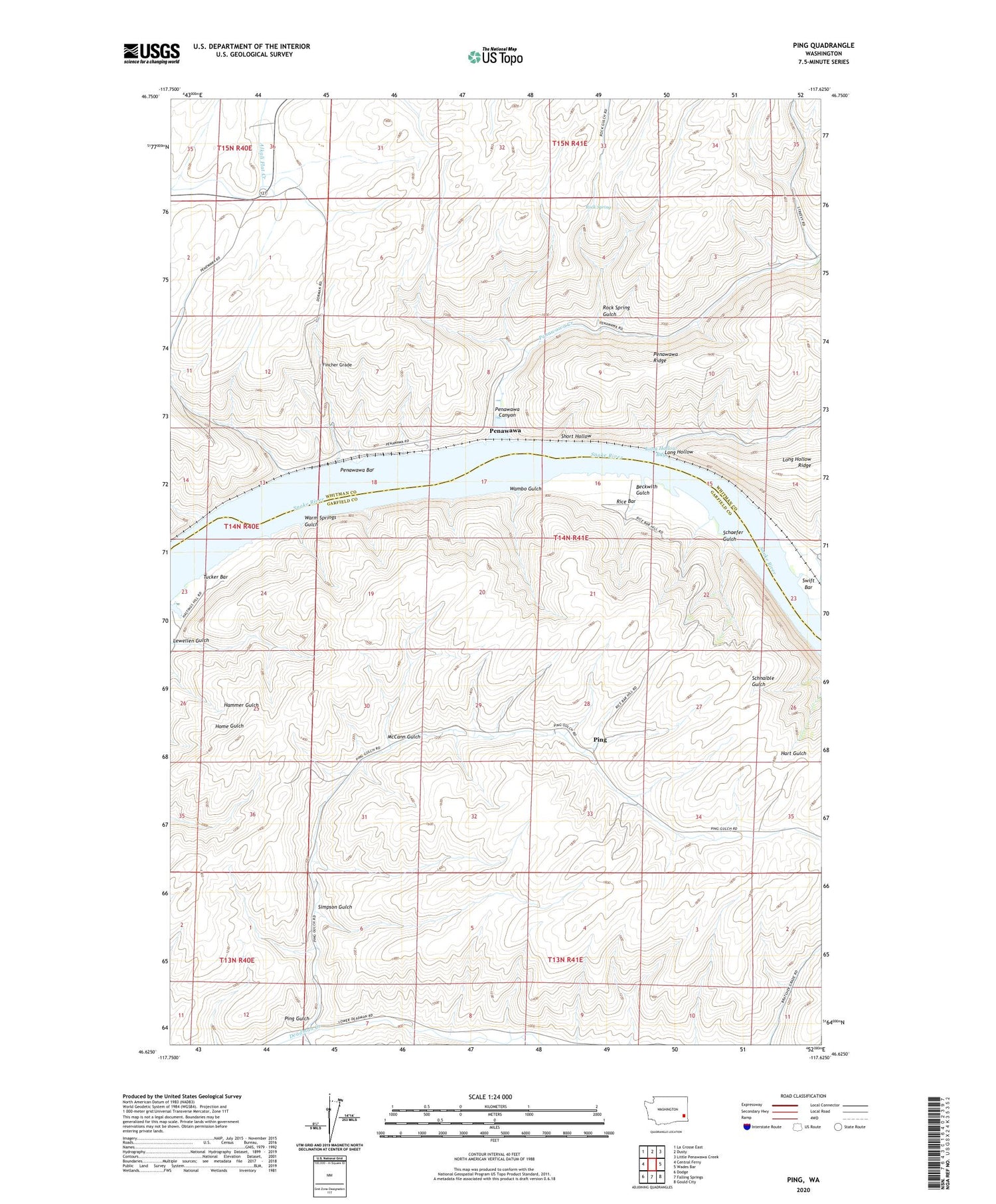 Ping Washington US Topo Map Image
