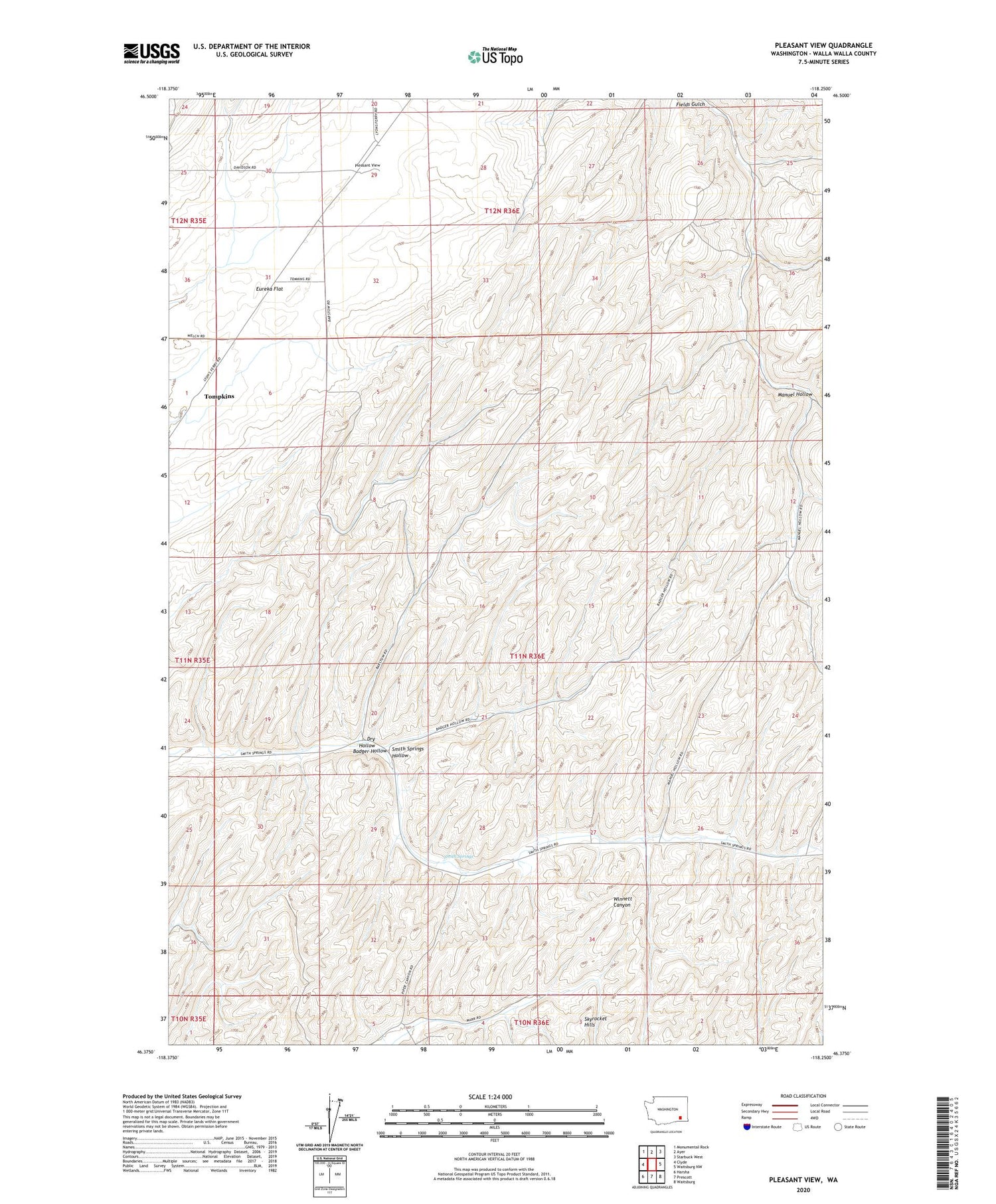 Pleasant View Washington US Topo Map Image