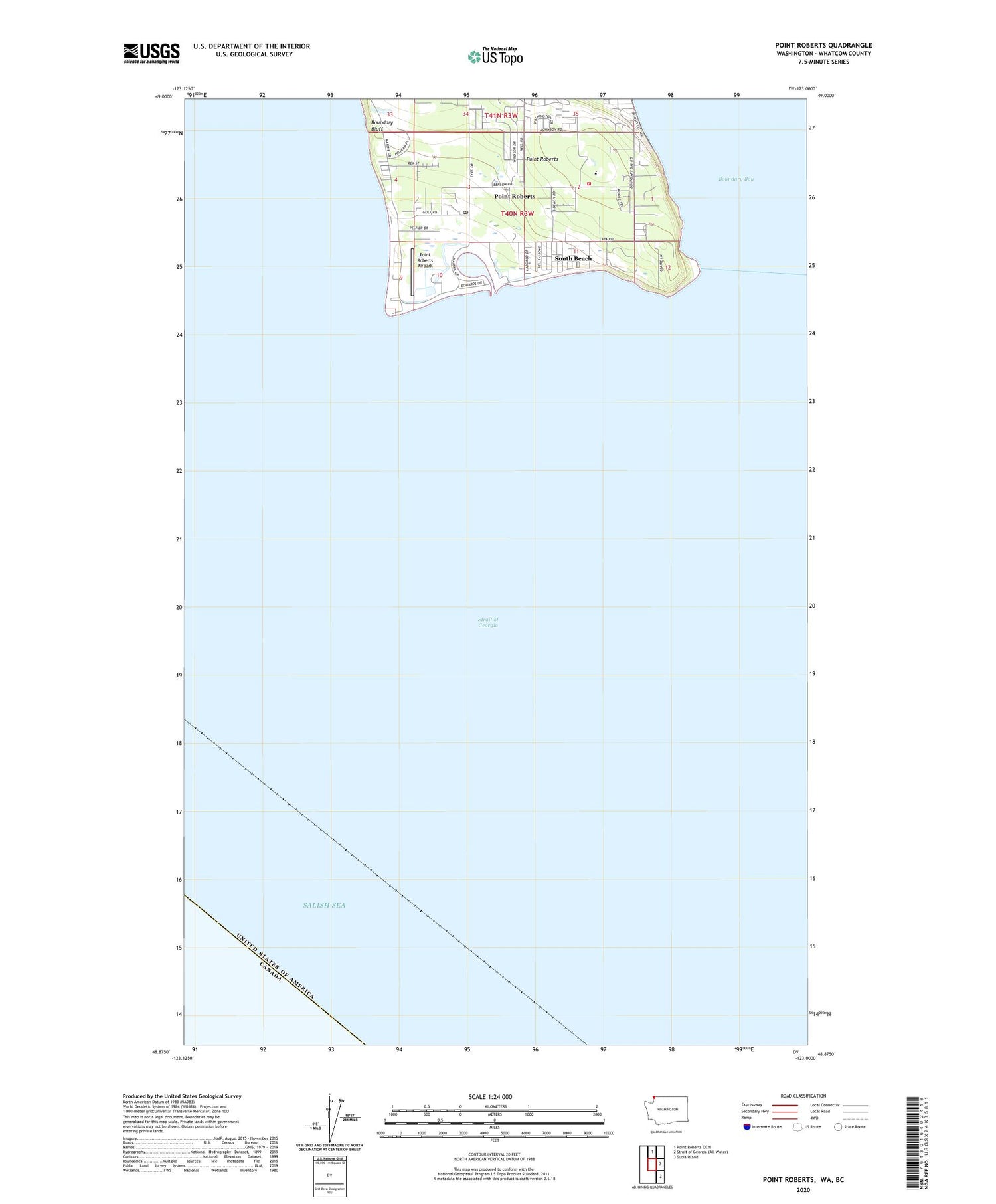 Point Roberts Washington US Topo Map Image