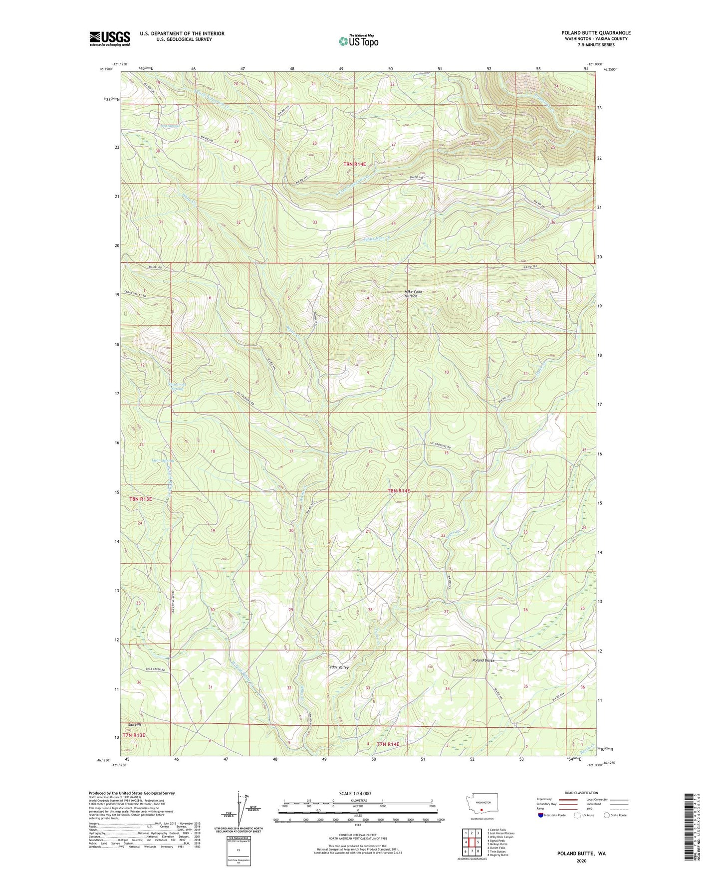 Poland Butte Washington US Topo Map Image