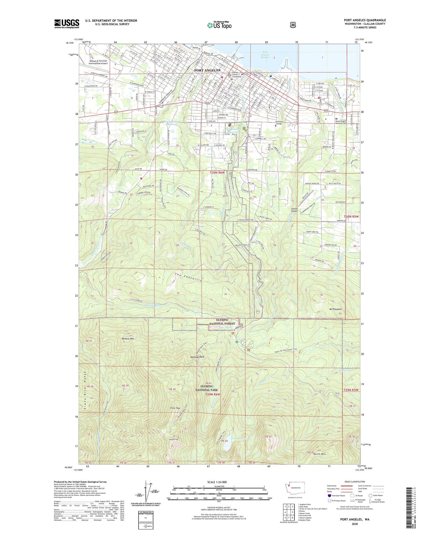 Port Angeles Washington US Topo Map Image
