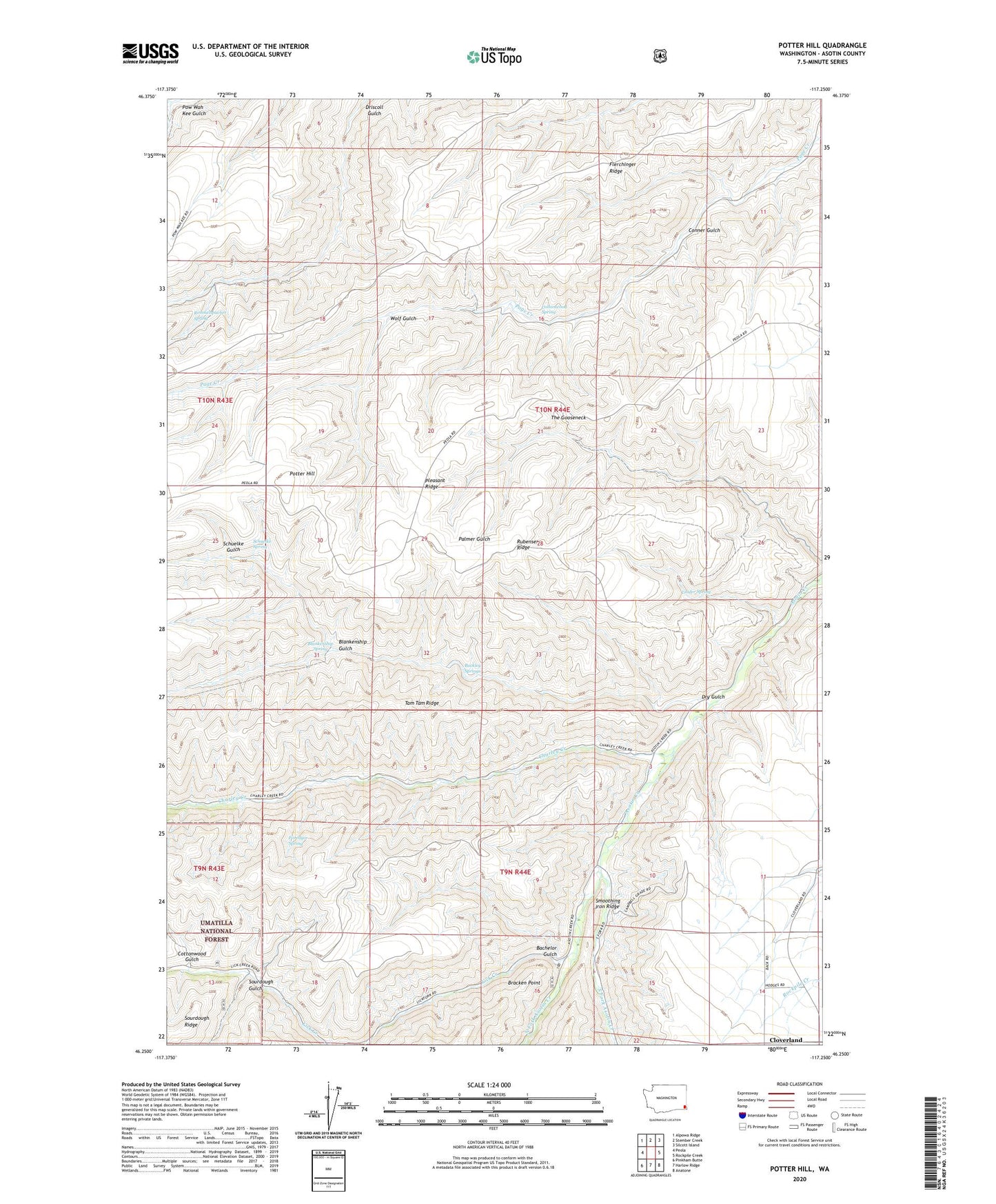 Potter Hill Washington US Topo Map Image