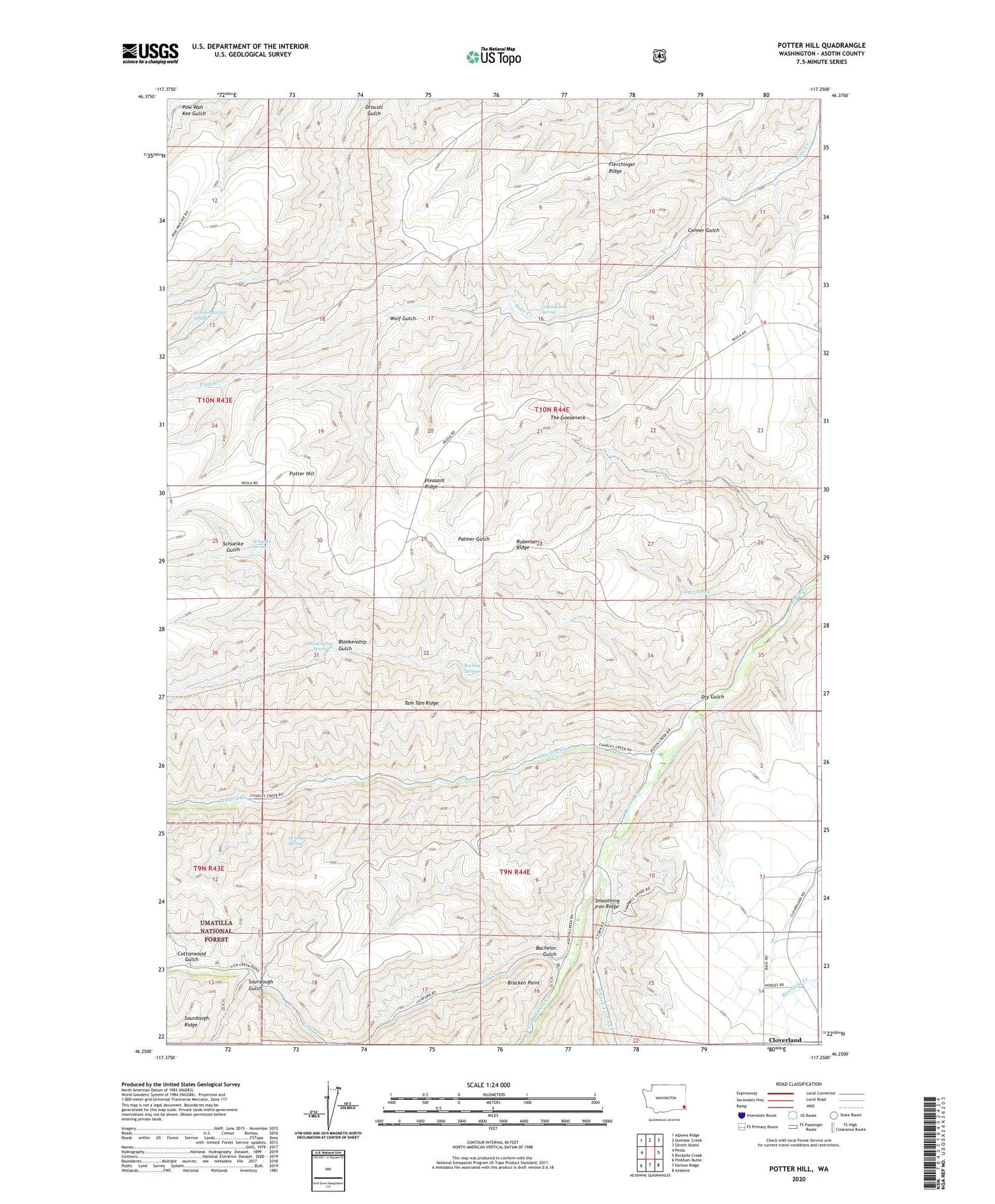 Potter Hill Washington US Topo Map Image