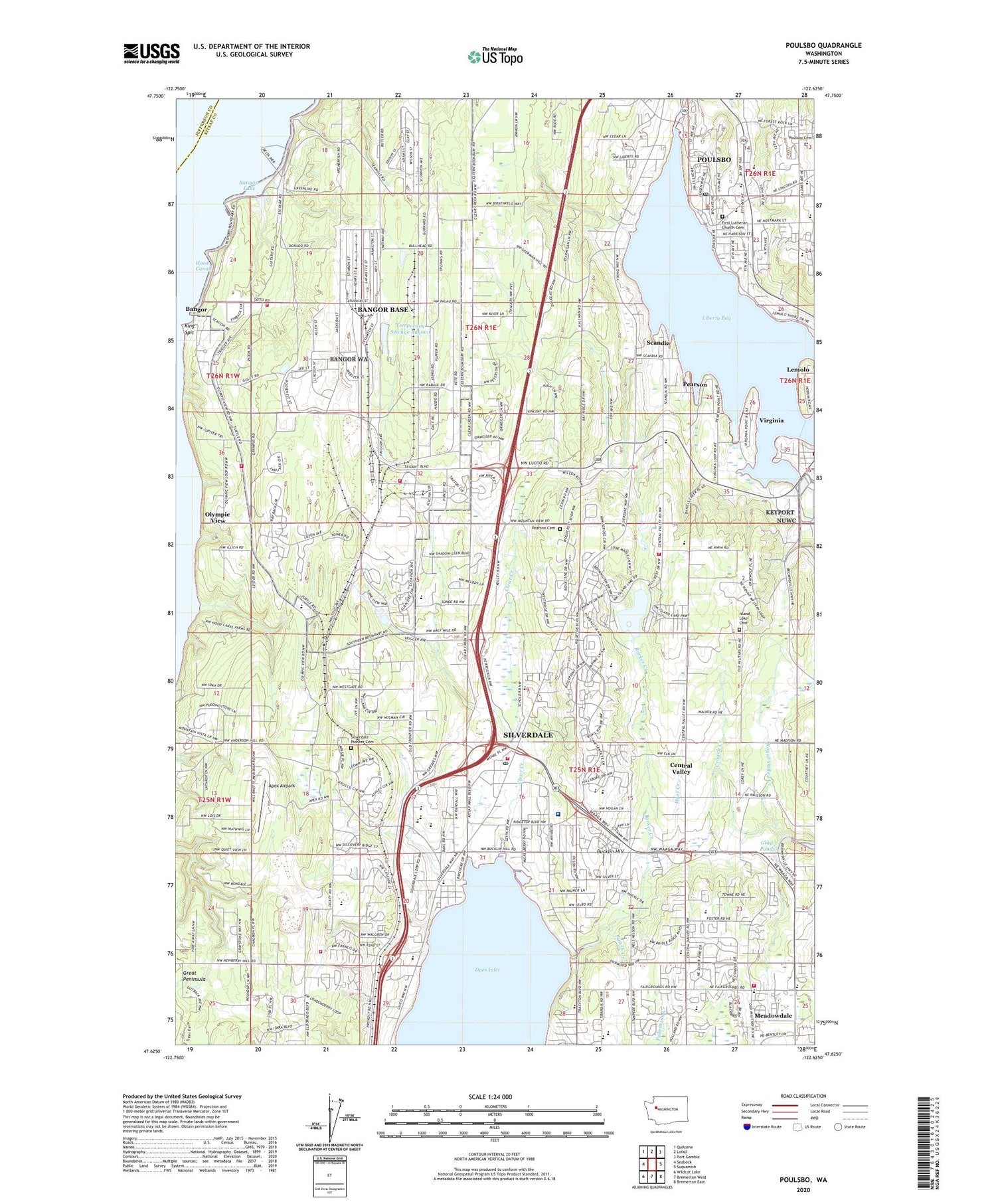 Poulsbo Washington US Topo Map Image