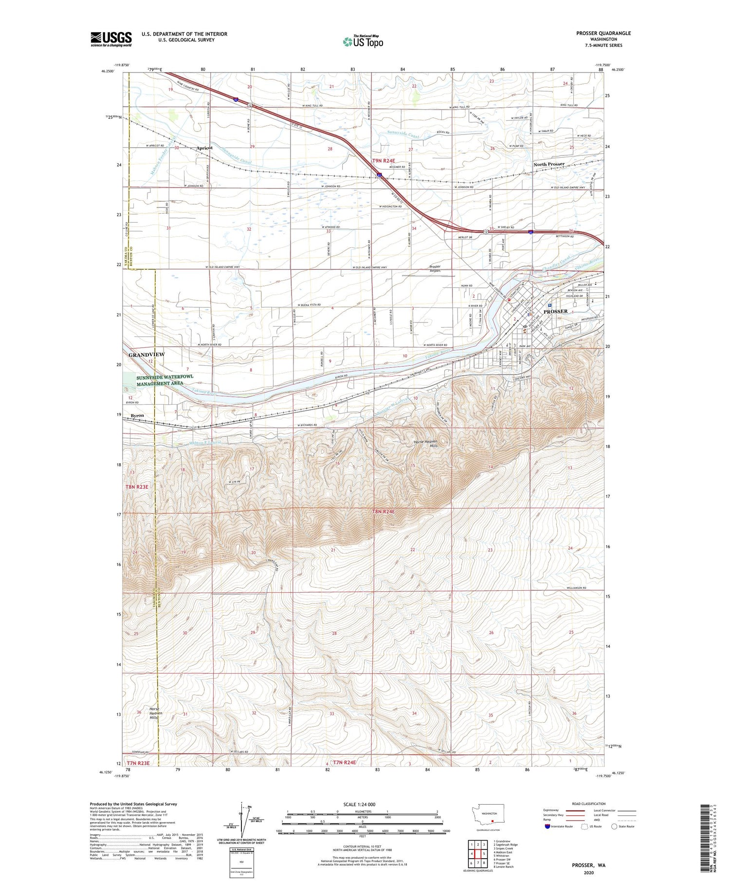 Prosser Washington US Topo Map Image