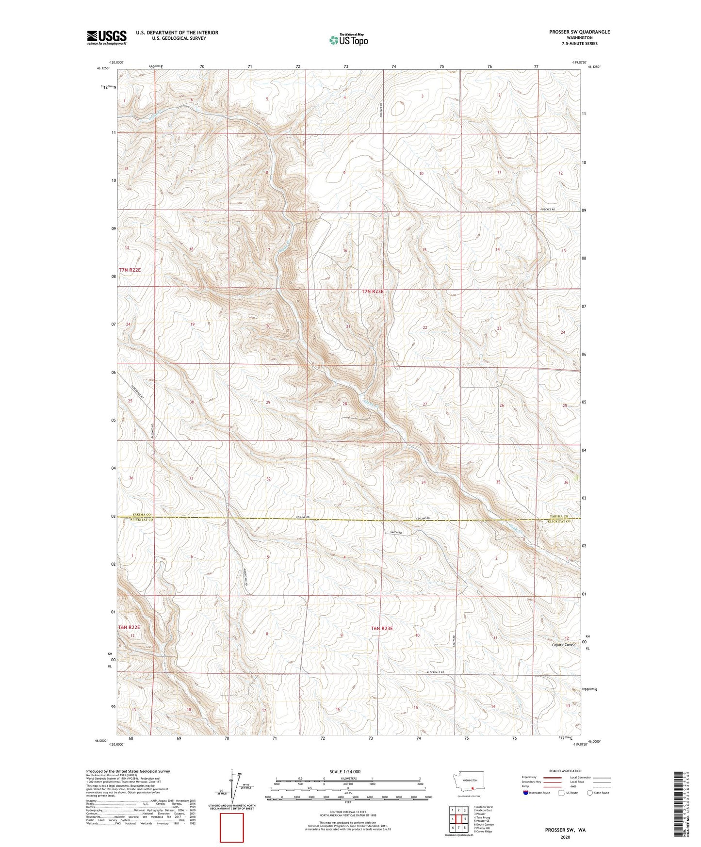 Prosser SW Washington US Topo Map Image