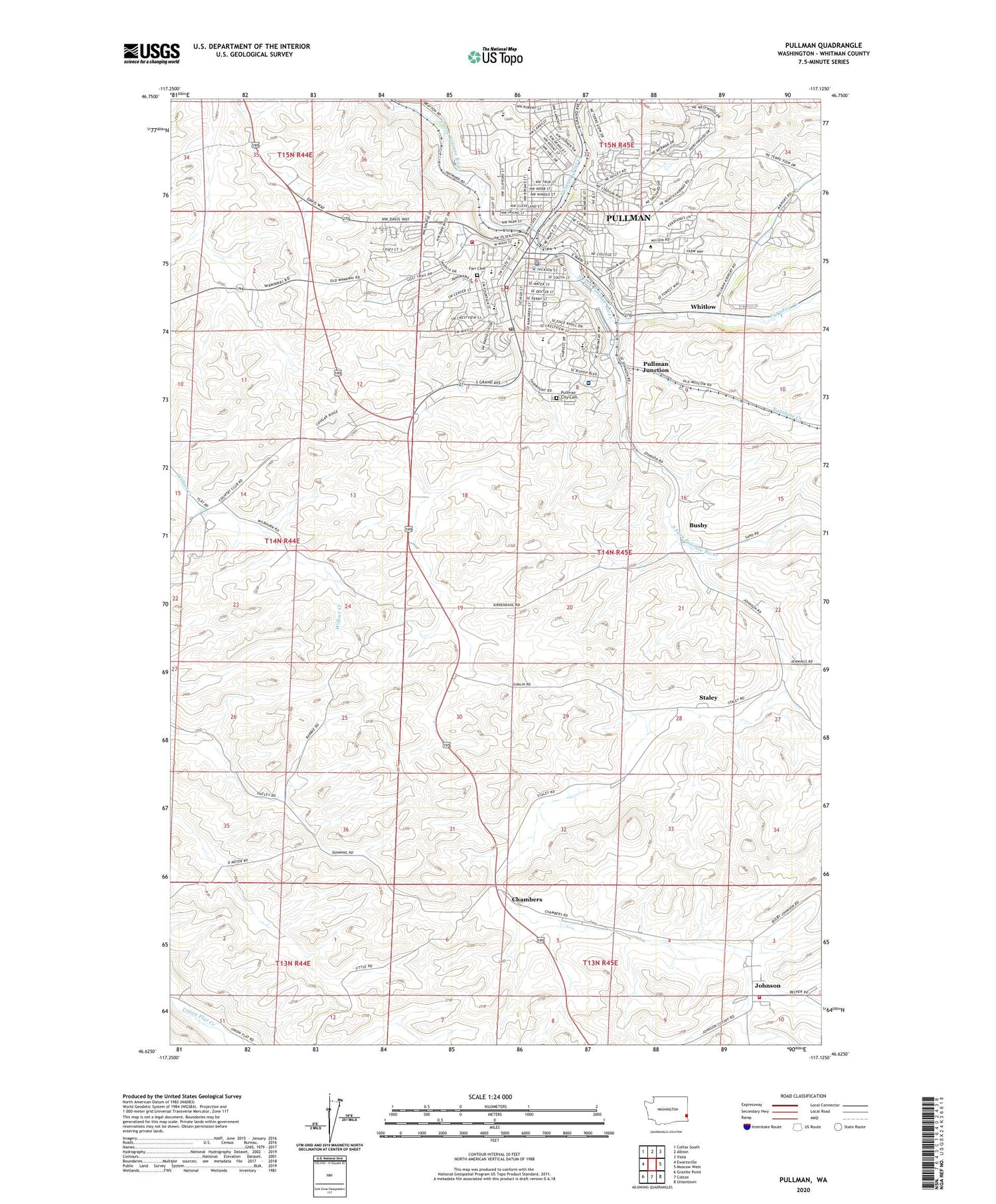 Pullman Washington US Topo Map Image