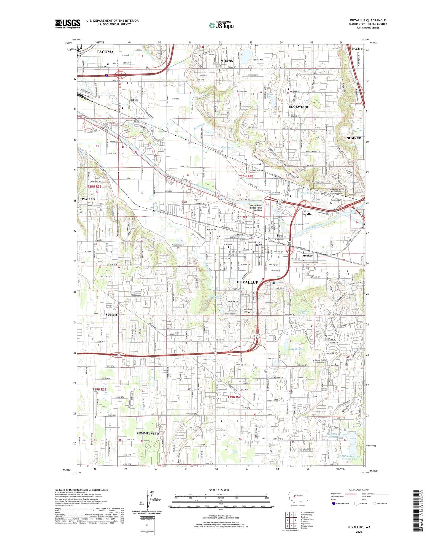 Puyallup Washington US Topo Map Image
