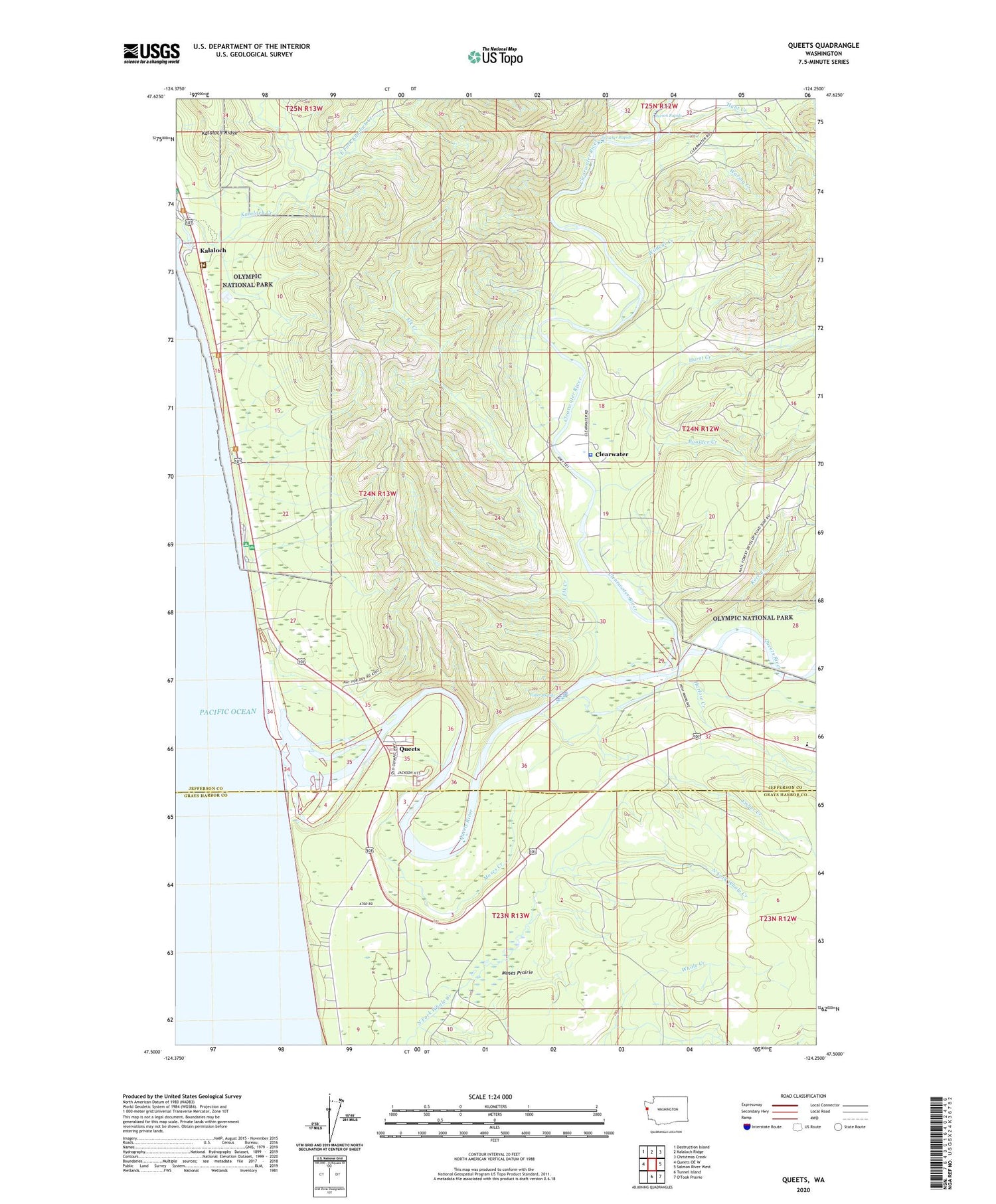 Queets Washington US Topo Map Image