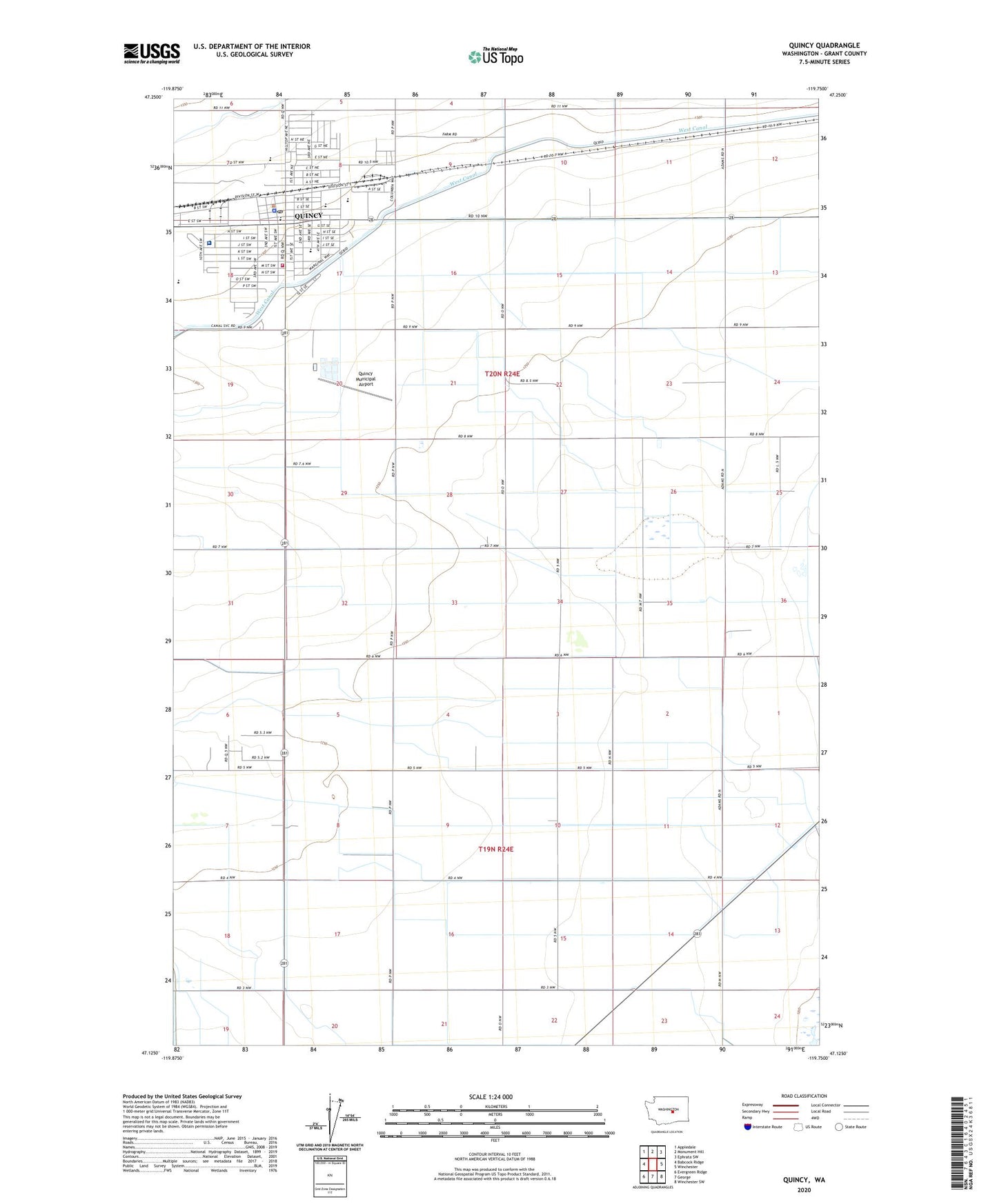 Quincy Washington US Topo Map Image
