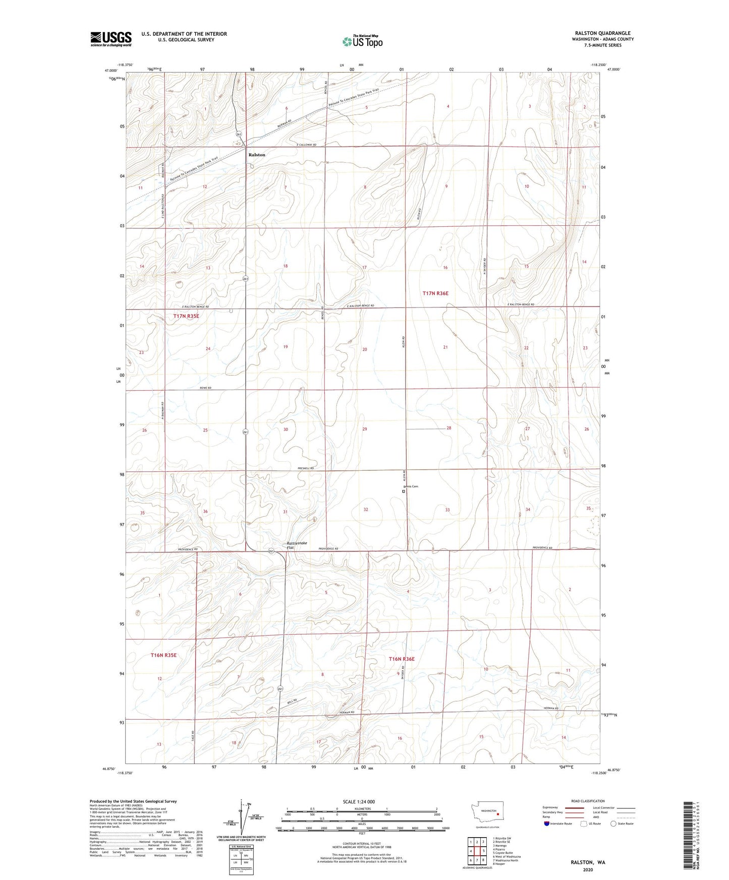 Ralston Washington US Topo Map Image