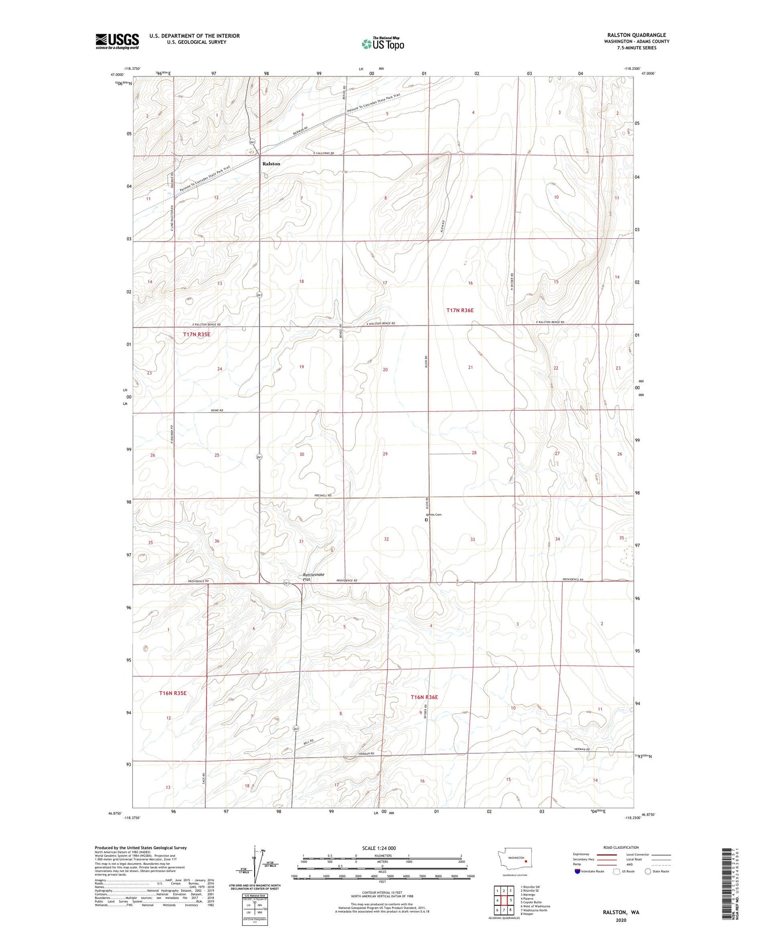 Ralston Washington US Topo Map Image