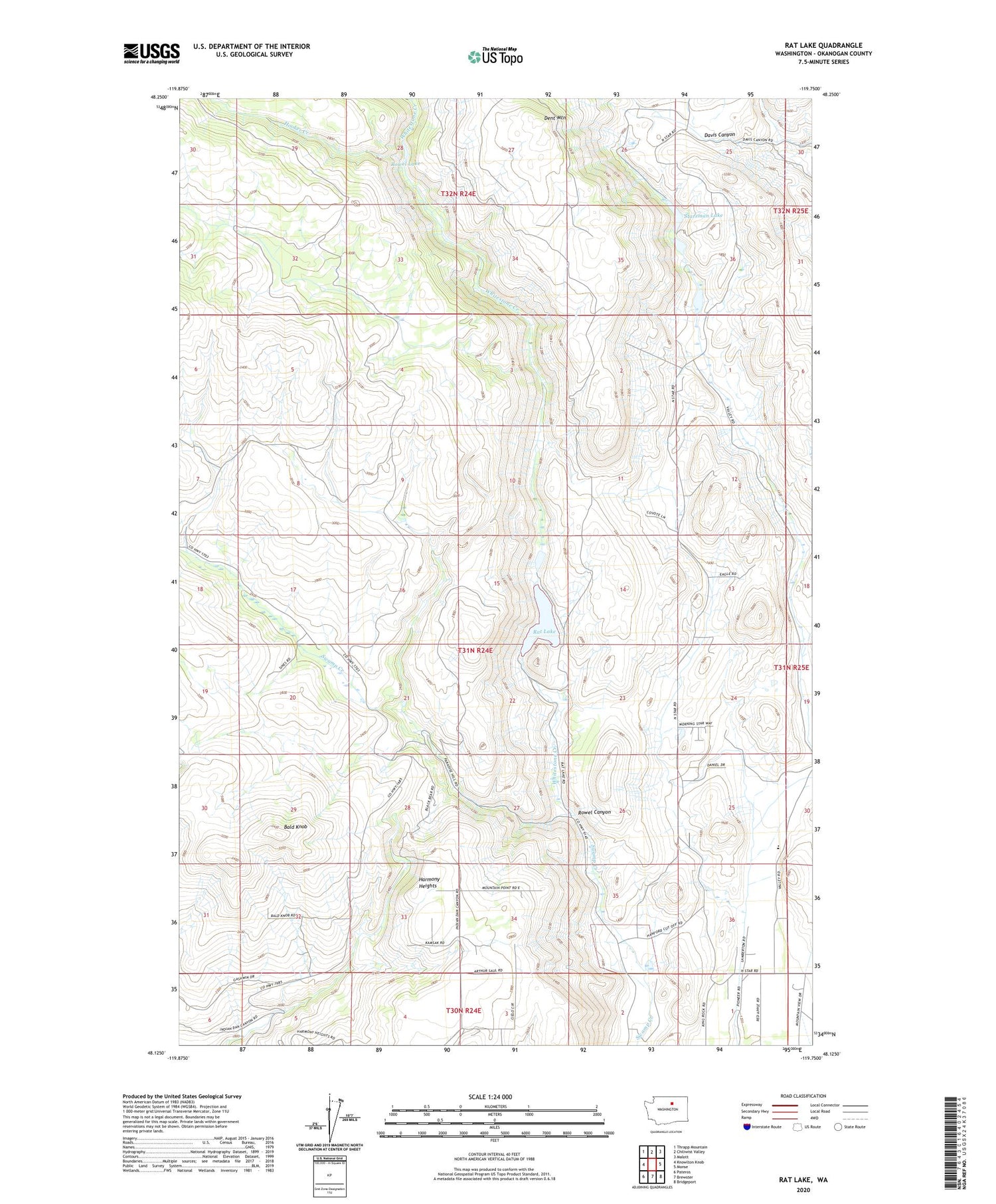 Rat Lake Washington US Topo Map Image